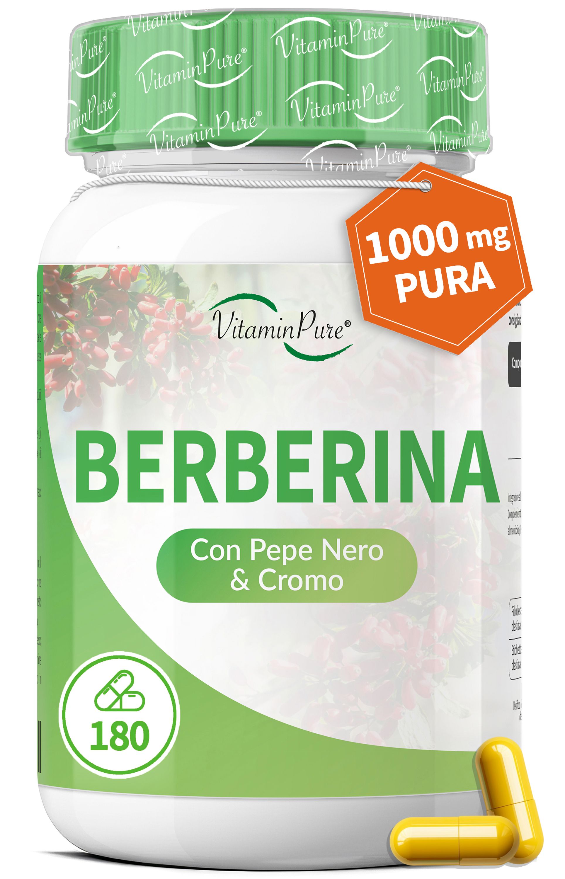 VitaminPure® Berberina con Pepe Nero e Cromo | Capsule facili da ingerire