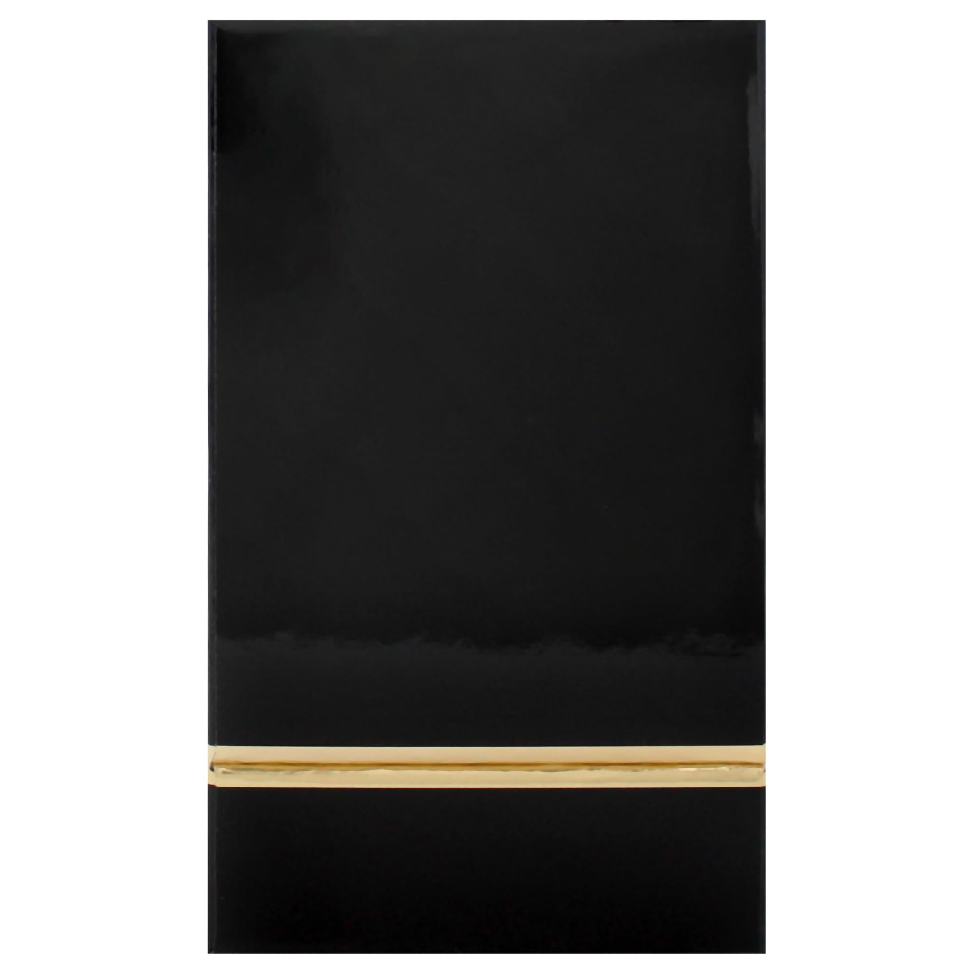 Confezione nera con striscia dorata. Design minimalista. Nessun altro dettaglio visibile.