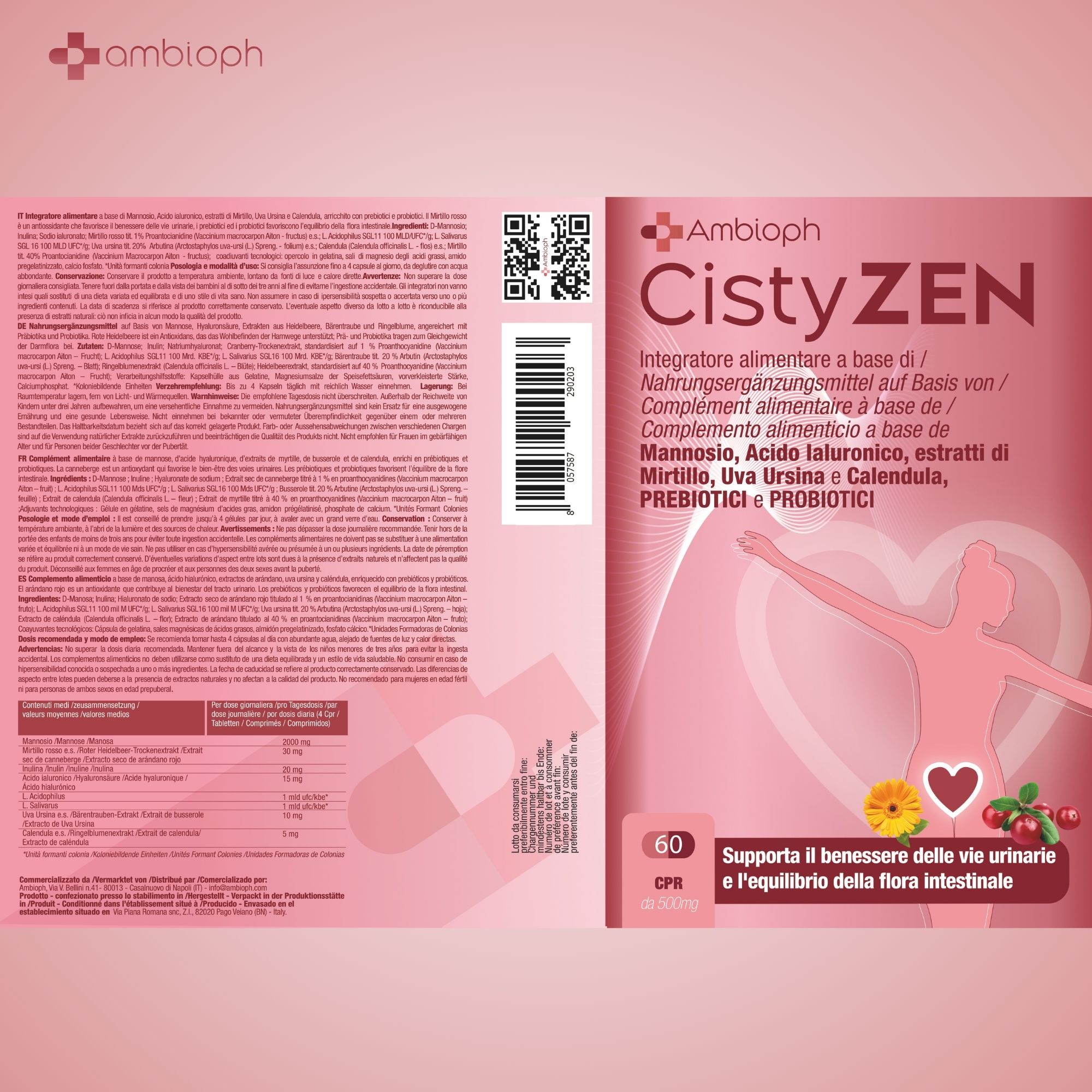 Retro della confezione CistyZEN con informazioni dettagliate e ingredienti.