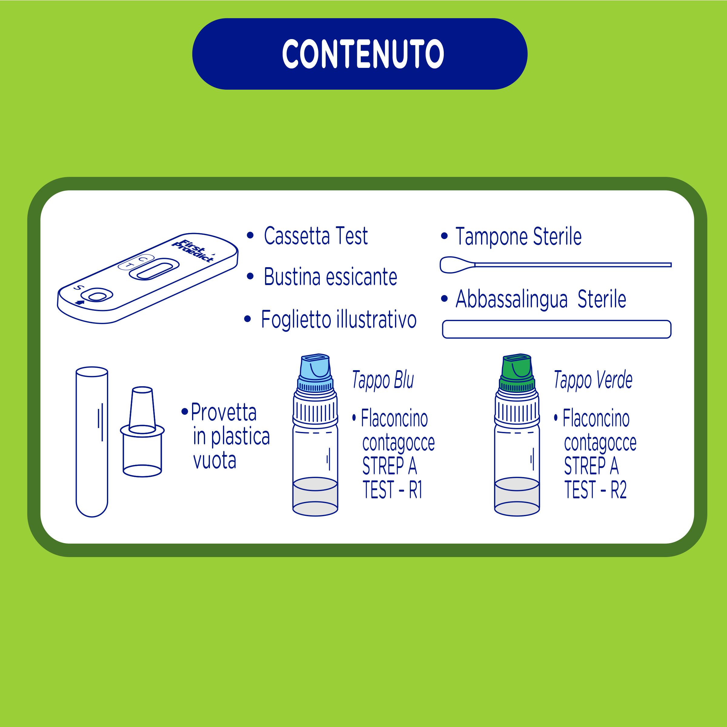 First Praedict - Self Test per la Rilevazione Rapida dello Streptococco, Kit Completo e Sicuro
