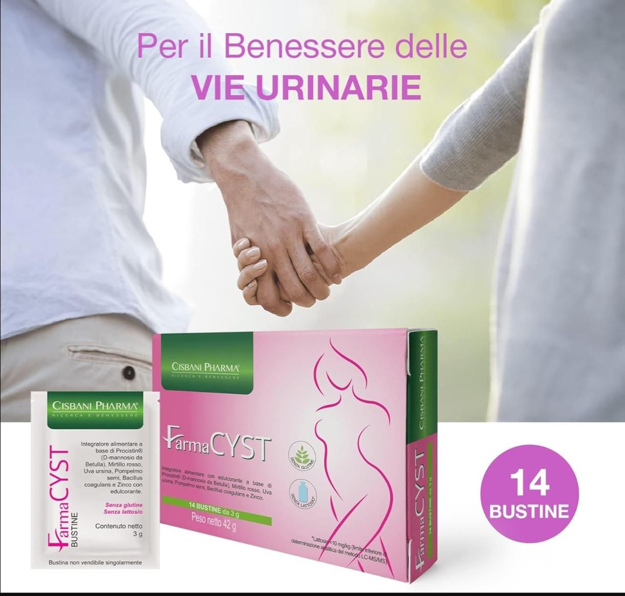 Cisbani Pharma Farmacyst 14 bustine - Integratore per Vie Urinarie con D Mannosio