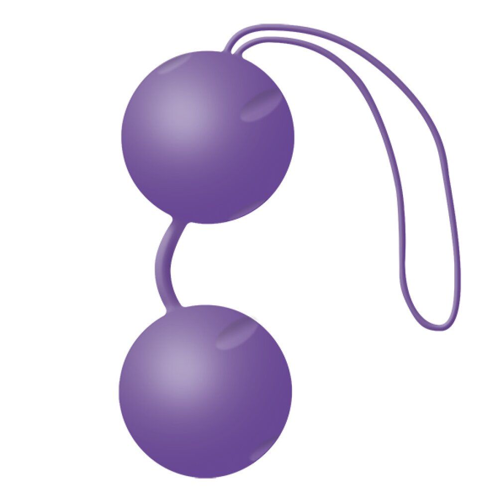 Joyballs® Trend viola. Due sfere con connettore e anello. Superfici con piccole rientranze.