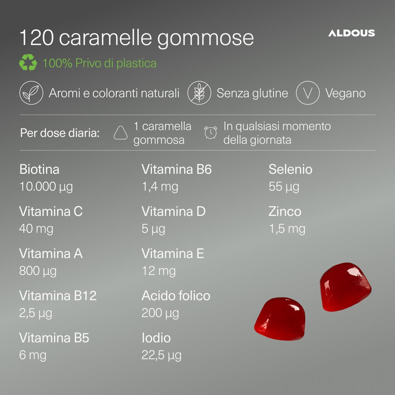 Aldous Caramelle Gommose alla Biotina per Capelli