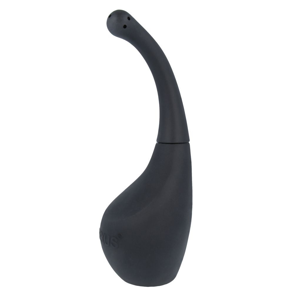 Prodotto grigio scuro, ergonomico, con collo curvo e punta arrotondata. "NEXUS" sulla base.