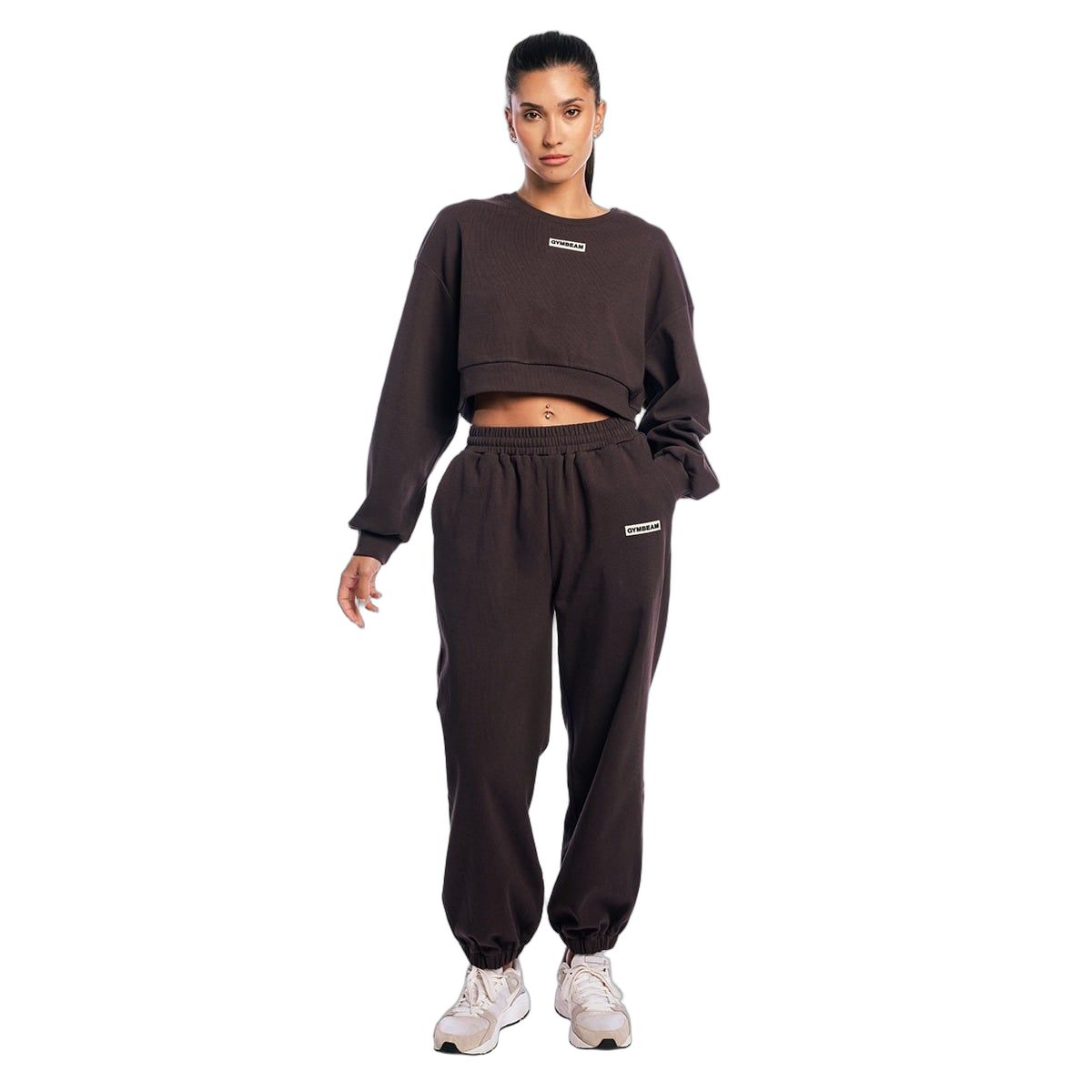 GymBeam Joggers donna Aura oversize a vita alta Tee Brown