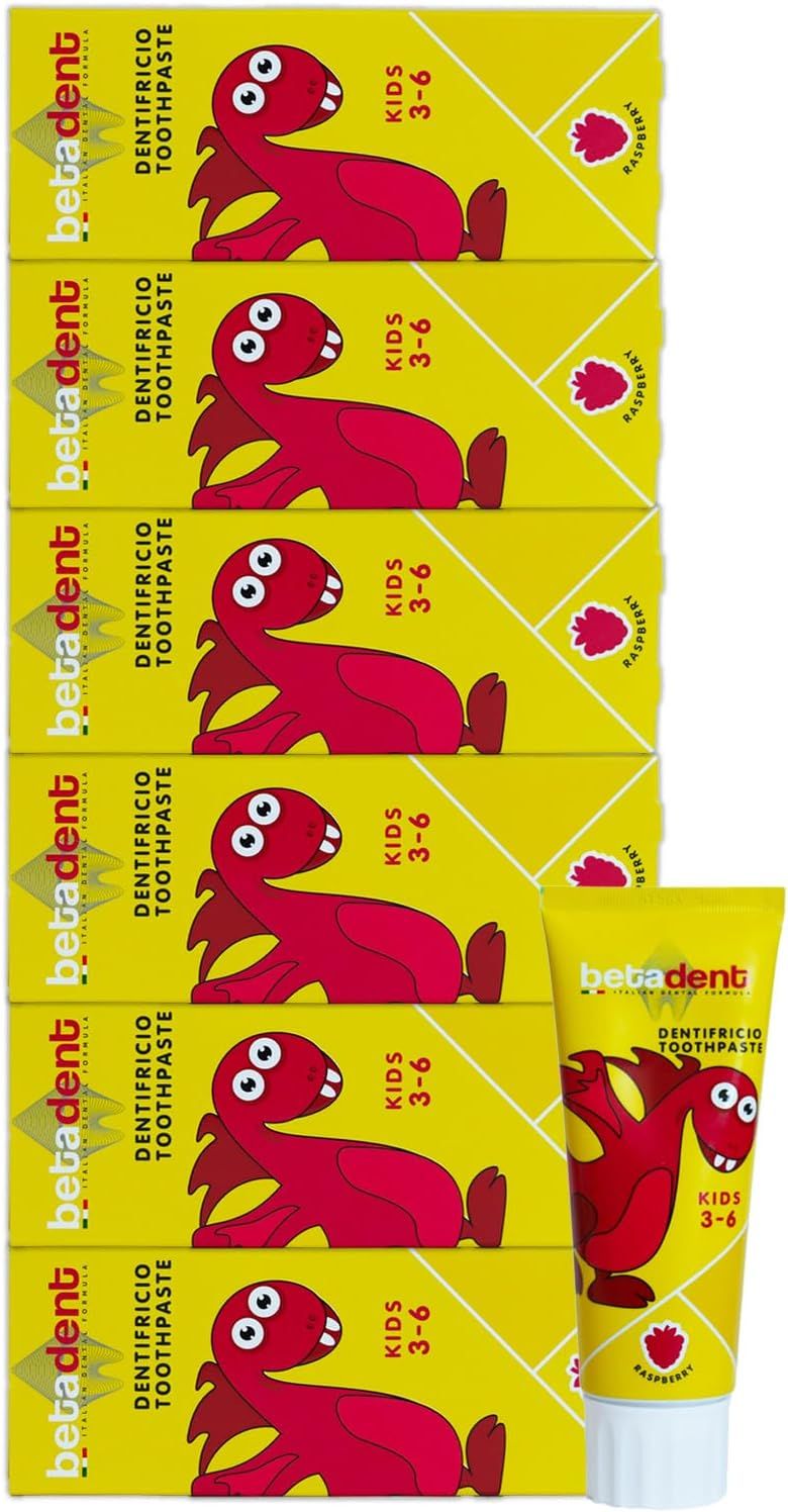BETADENT - Dentifricio Kids - Bambini 3-6 anni - No Fluoro - Anti cariee - Gusto Lampone