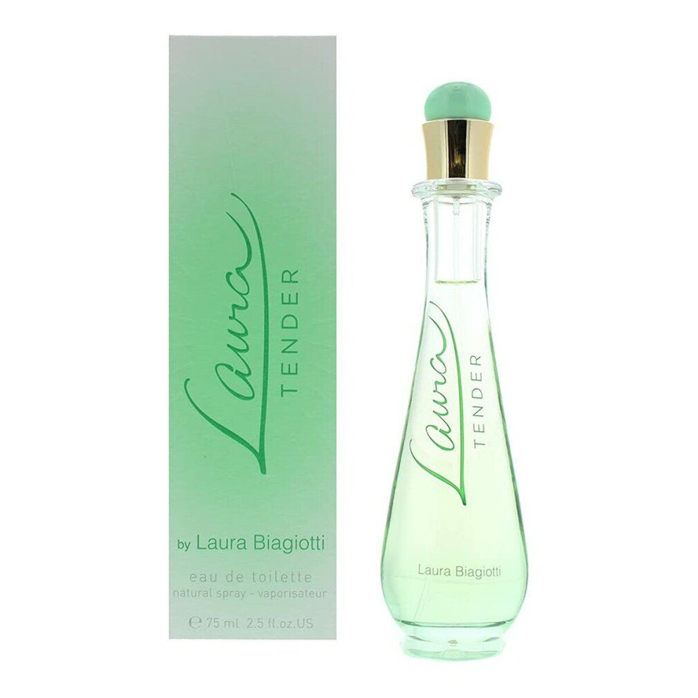 Flacone spray Eau de Toilette e scatola. Flacone in vetro, liquido verdognolo, tappo verde, anello dorato. Scatola bianca con testo verde.