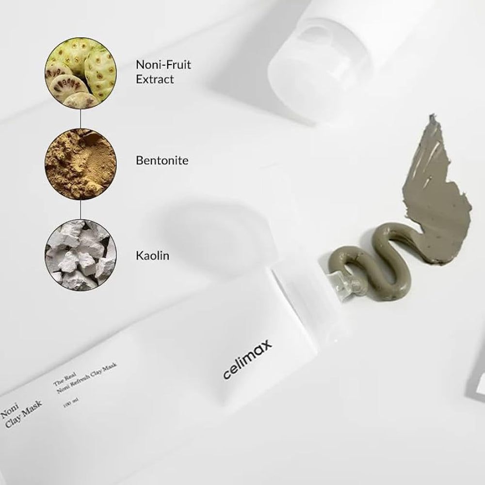Ingredienti: estratto di Noni, bentonite, caolino e un campione della maschera all'argilla CELIMAX.