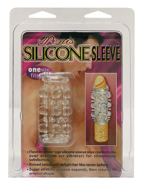 Manicotto in silicone confezionato con bottoni, un uomo è raffigurato sulla confezione.