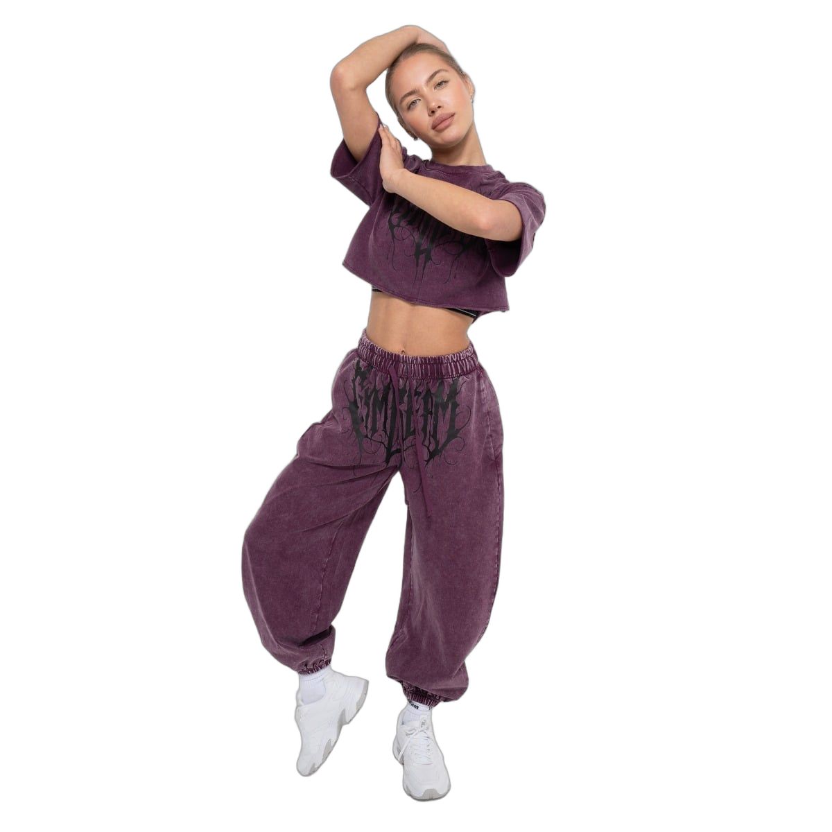 GymBeam Crop top donna oversize Abyss Raisin