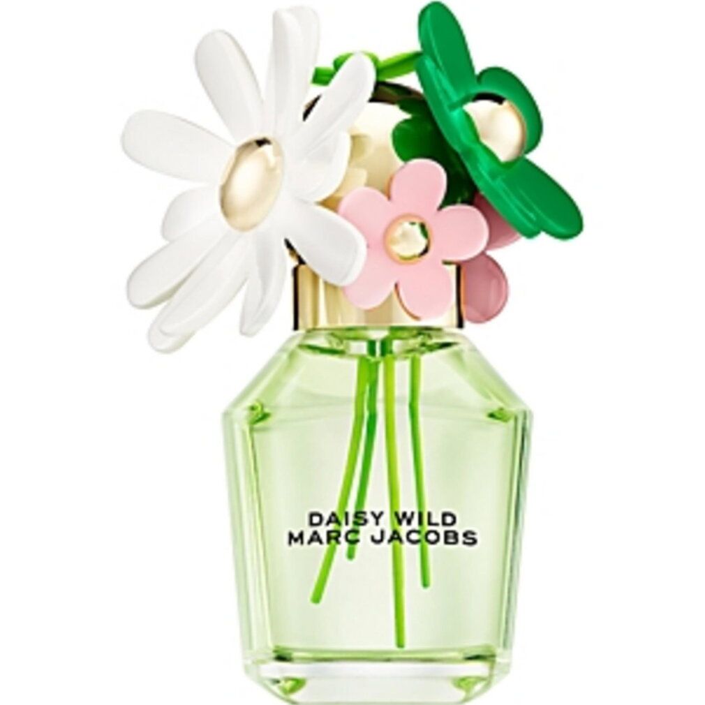 Flacone Daisy Wild Eau de Parfum con tappo floreale, cappuccio dorato e profumo verde.