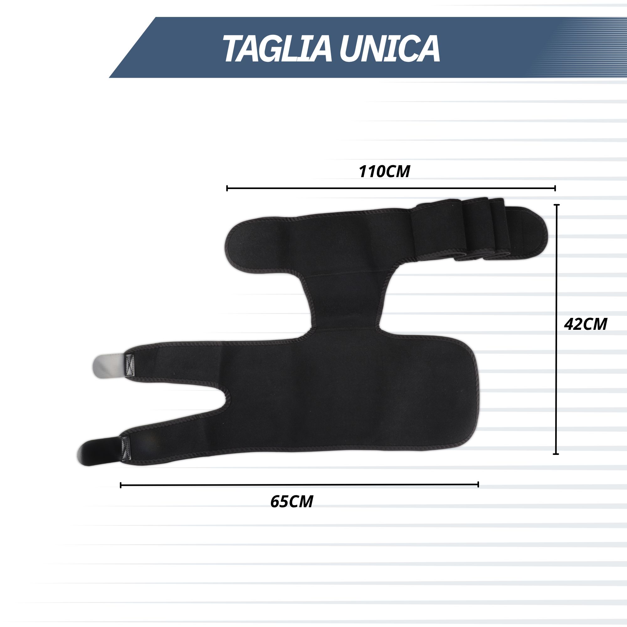 Istruzioni per l'uso di un bendaggio anca e coscia in quattro passaggi.