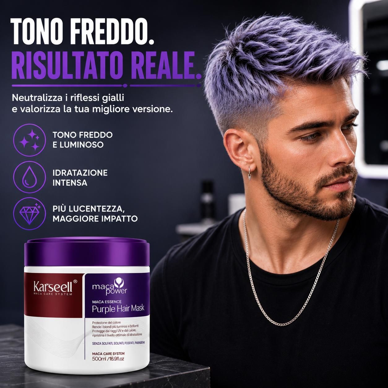 KARSEELL Maschera Capelli Viola Toner Biondi Platino Decolorati Grigi Bianchi Antigiallo
