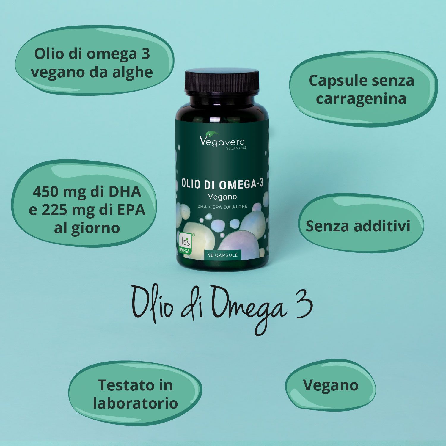 Capsule Veggavero Omega-3, vegane, 90 pezzi