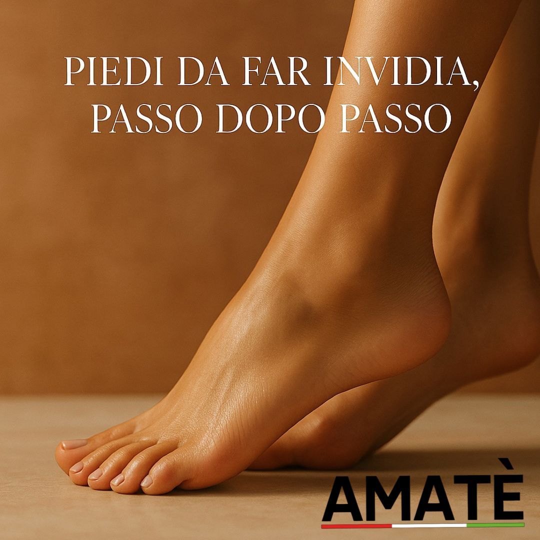 Primo piano dei piedi. Marchio: AMATÈ.