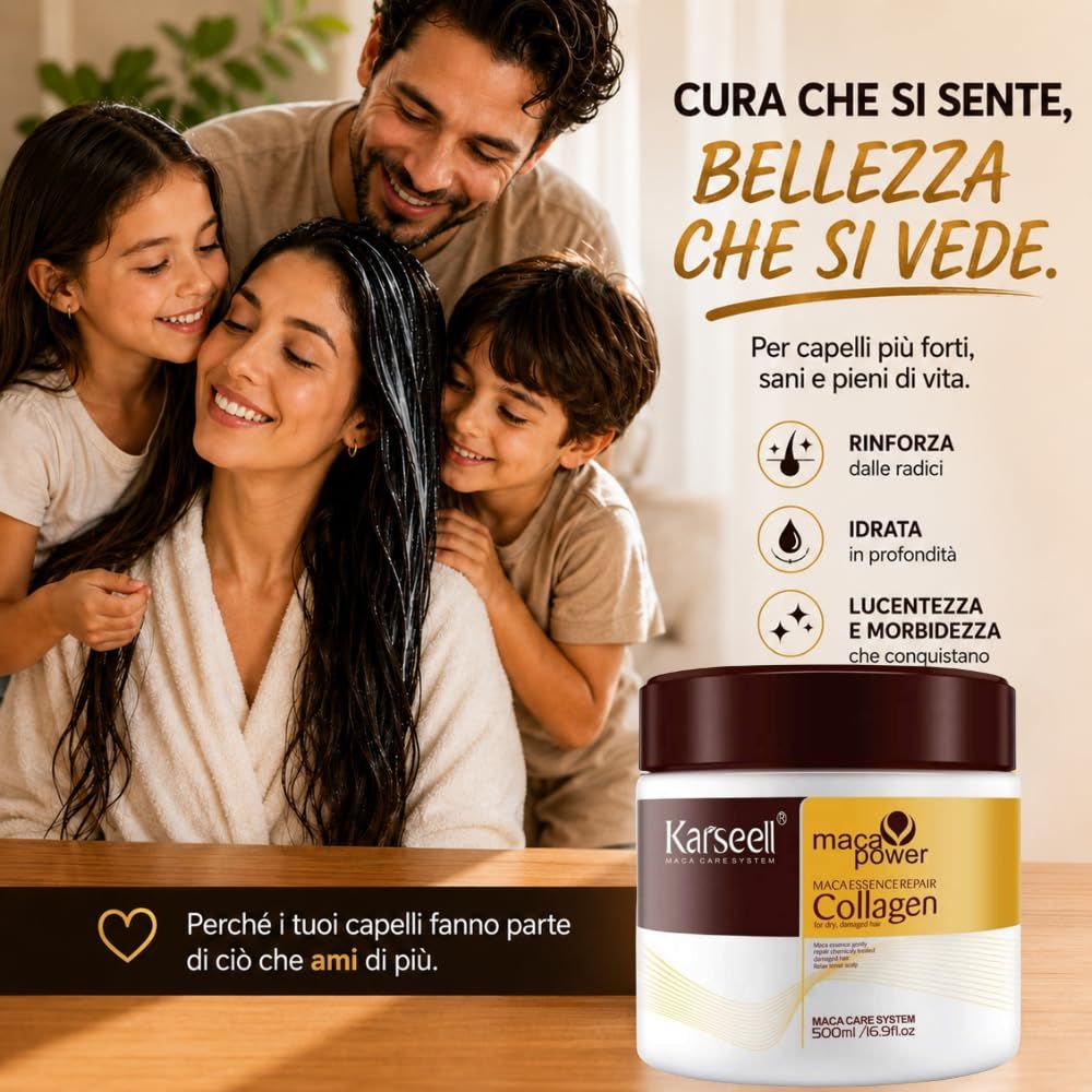 KARSEELL Maschera Capelli al Collagene Ripara Idrata Nutre Capelli Secchi e Danneggiati