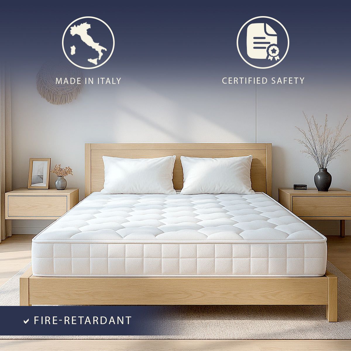 The White Stone Materasso 140x190 a Molle Insacchettate e Memory Foam | Altezza 25 cm
