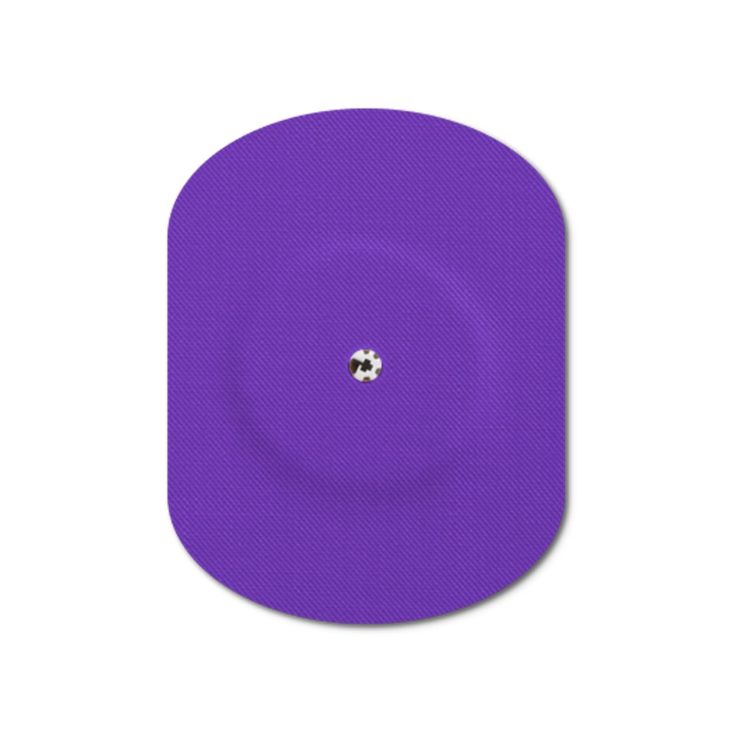 Cerotto ovale viola con foro di ventilazione. Elemento centrale.