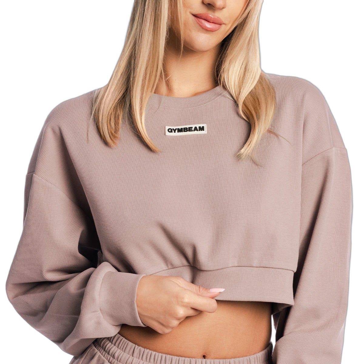 GymBeam Felpa donna cropped Aura Roux senza cappuccio a maniche lunghe