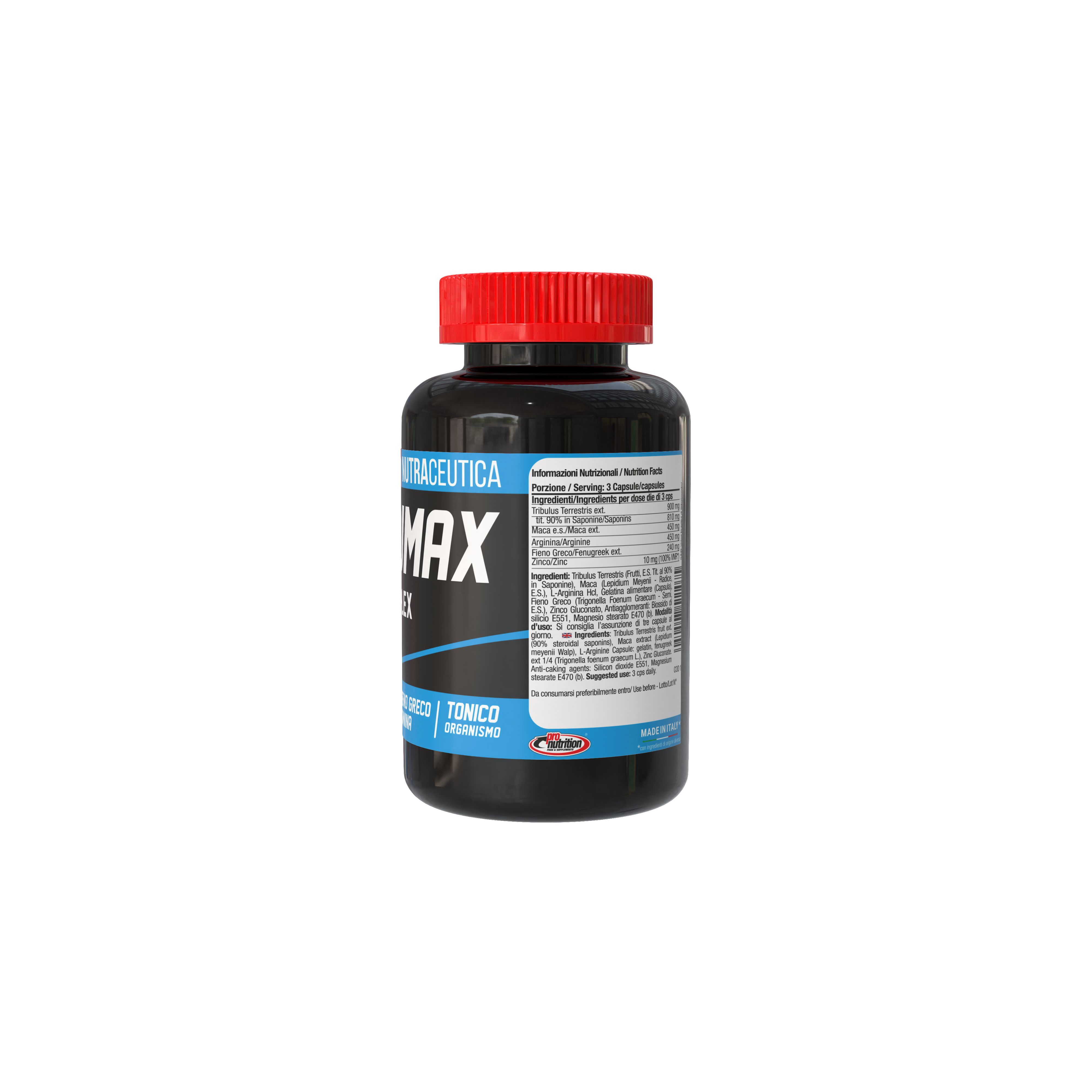 Pronutrition TRIBUMAX - Con Tribulus 90%, Arginina, Maca e Zinco - Vigore e Sport - 90 Compresse