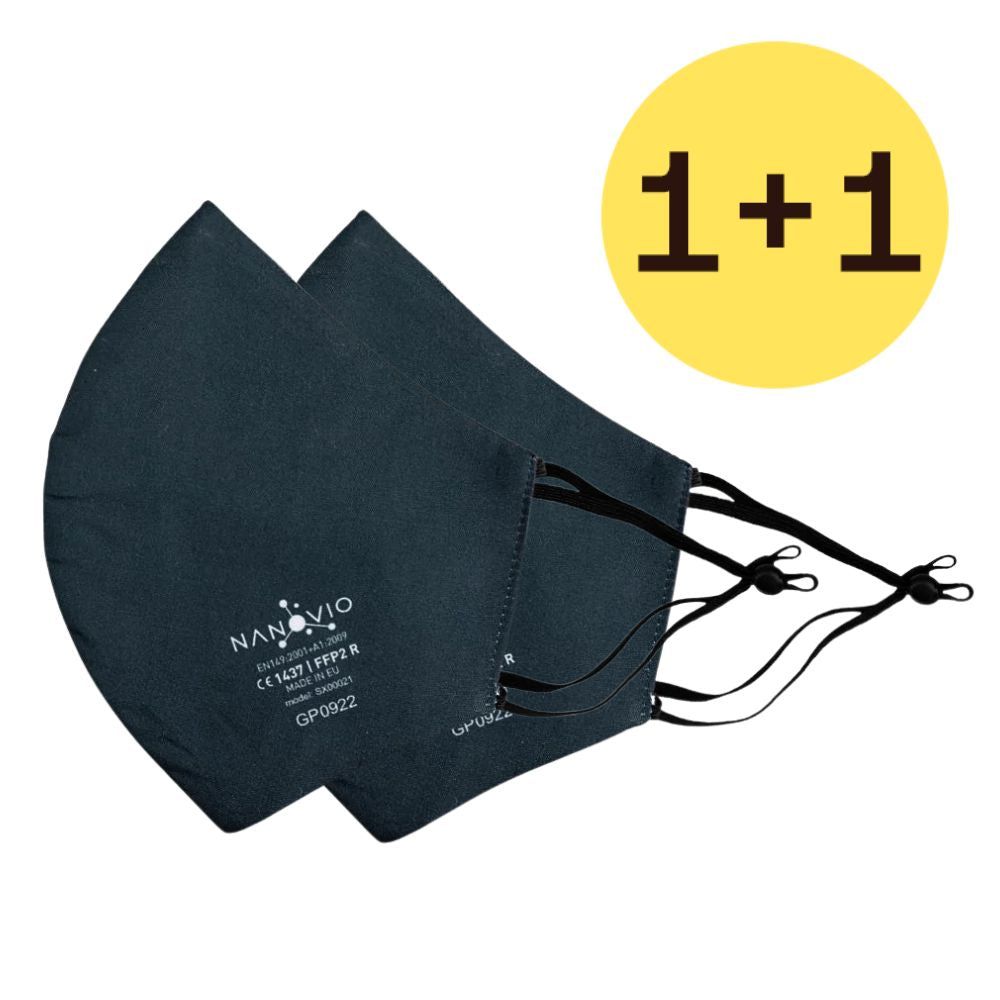 Nanovio Maschera FFP2 riutilizzabile I Grigio Scuro I Nano Maschera dall'Europa