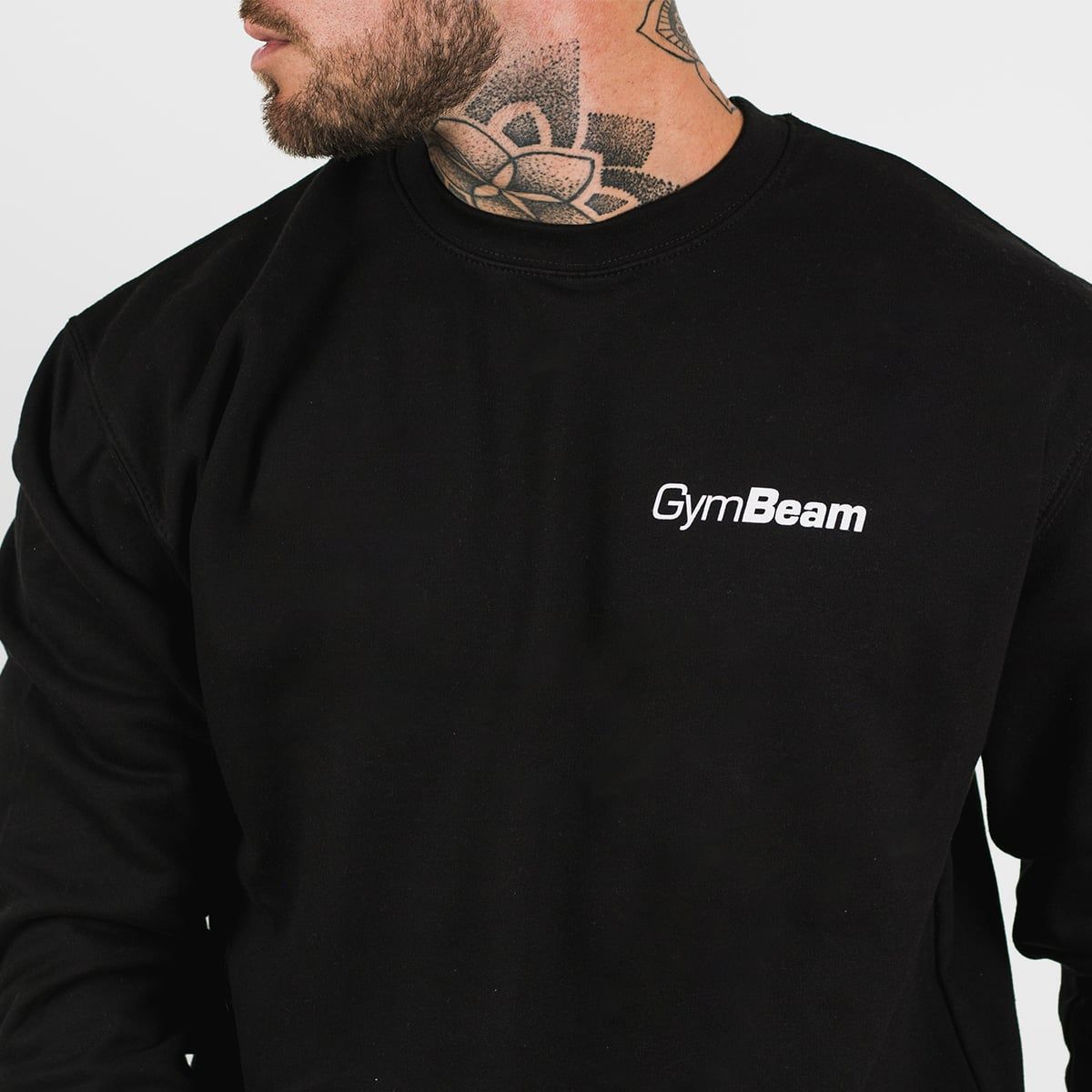 GymBeam Felpa uomo PRO senza cappuccio vestibilità morbida Black