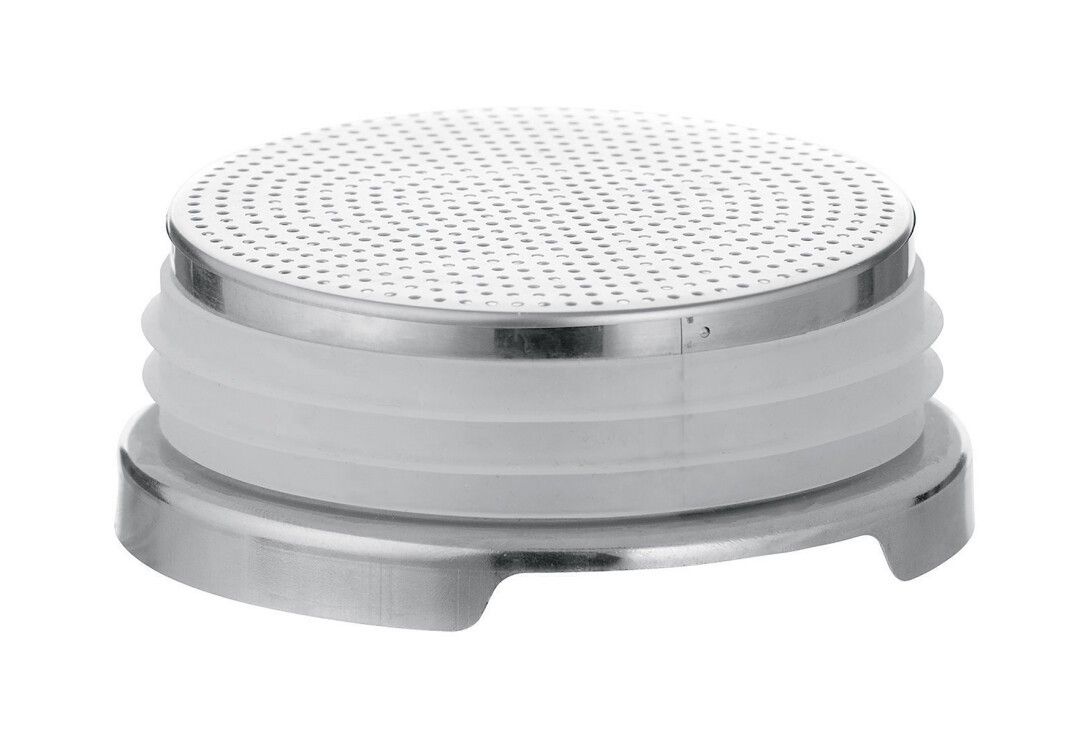 Coperchio per set per germogli. Acciaio inossidabile, setaccio in plastica bianca. Bordi scanalati.
