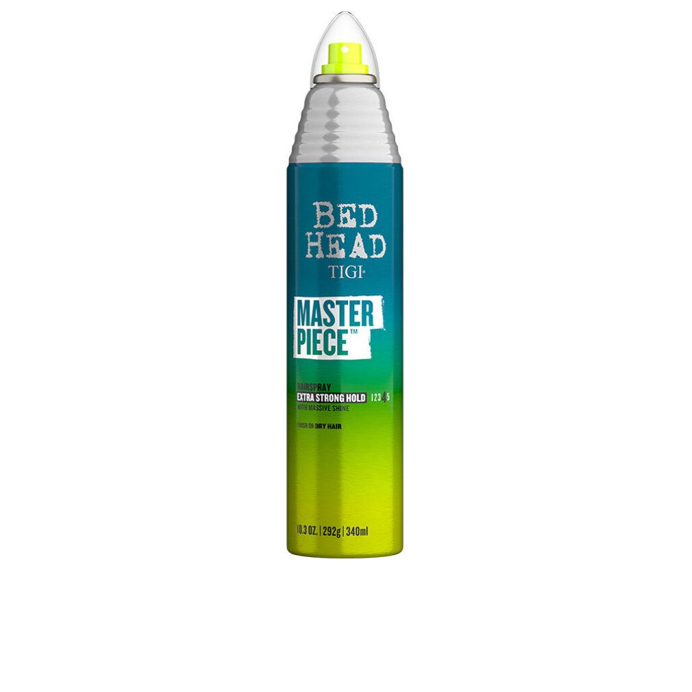 Flacone spray per capelli Bed Head Tigi Masterpiece, verde e blu. Tenuta extra forte. 255g/340ml.