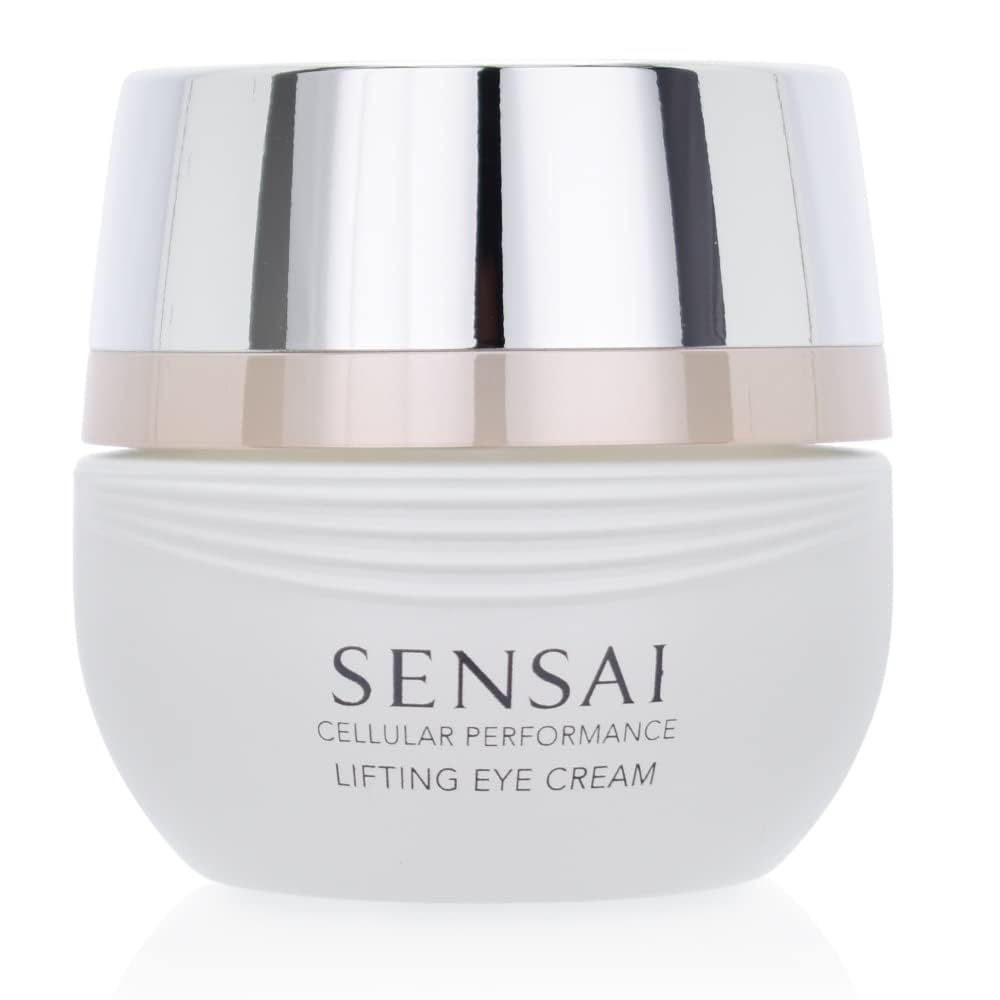 Vaso bianco Sensai Cellular Lifting Eye Cream con coperchio argentato. Scritta Sensai e nome del prodotto.