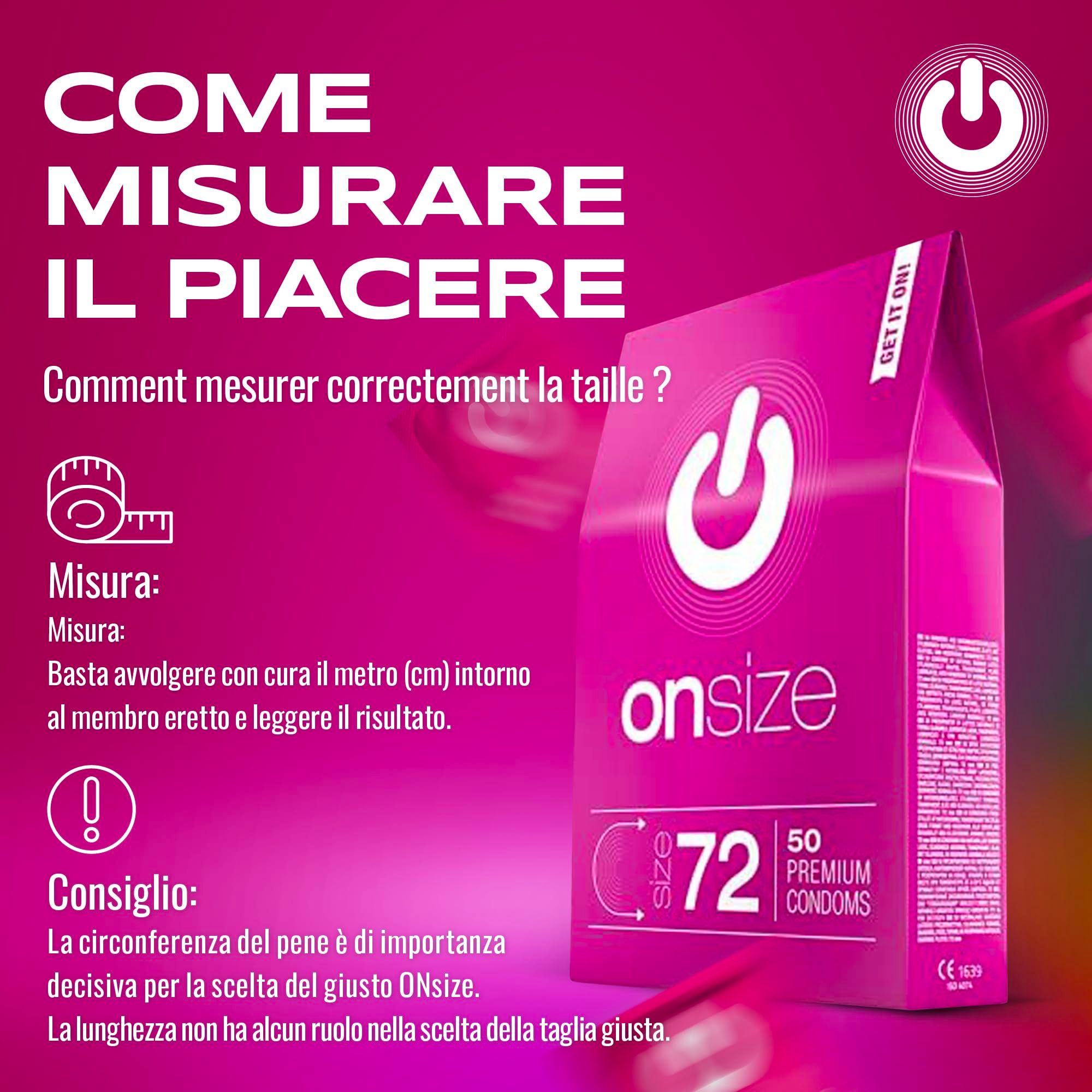 Istruzioni per misurare la circonferenza del pene per la scelta del preservativo.