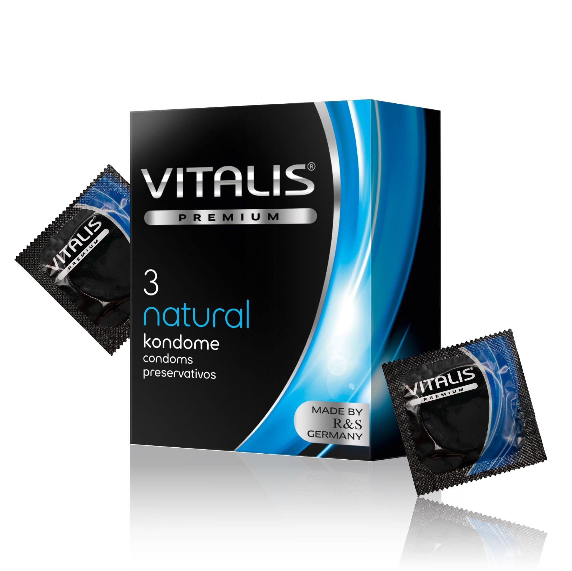Vitalis Premium Natural preservativi per rapporti sicuri, 1 x 3 pezzi