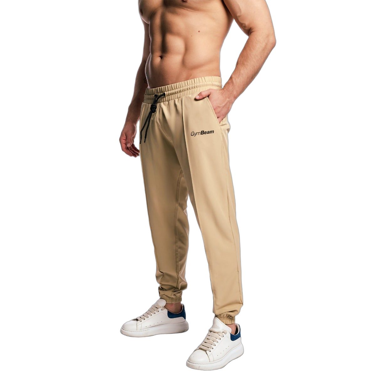 GymBeam Pantaloni uomo ARC regular con elastico e cordoncino Beige