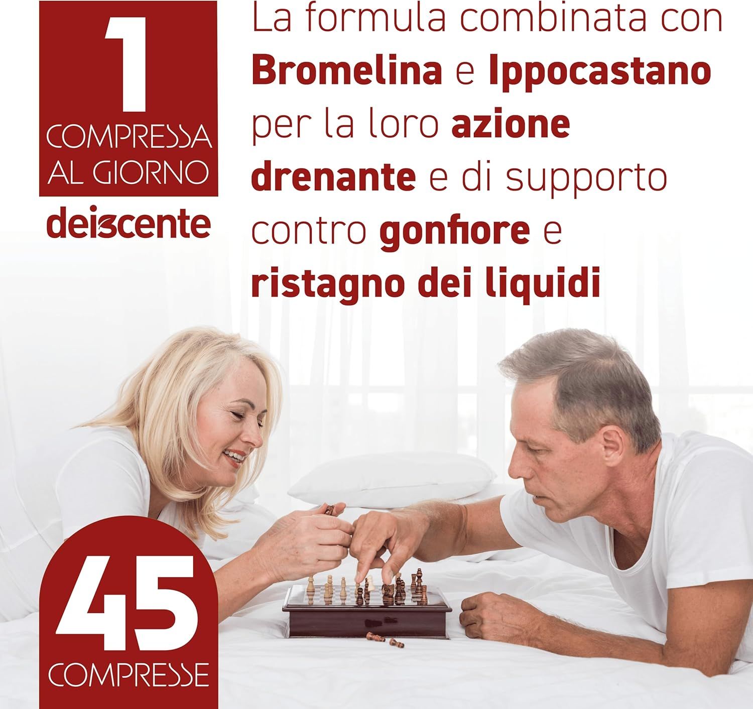 Confezione da 45 compresse, una al giorno.