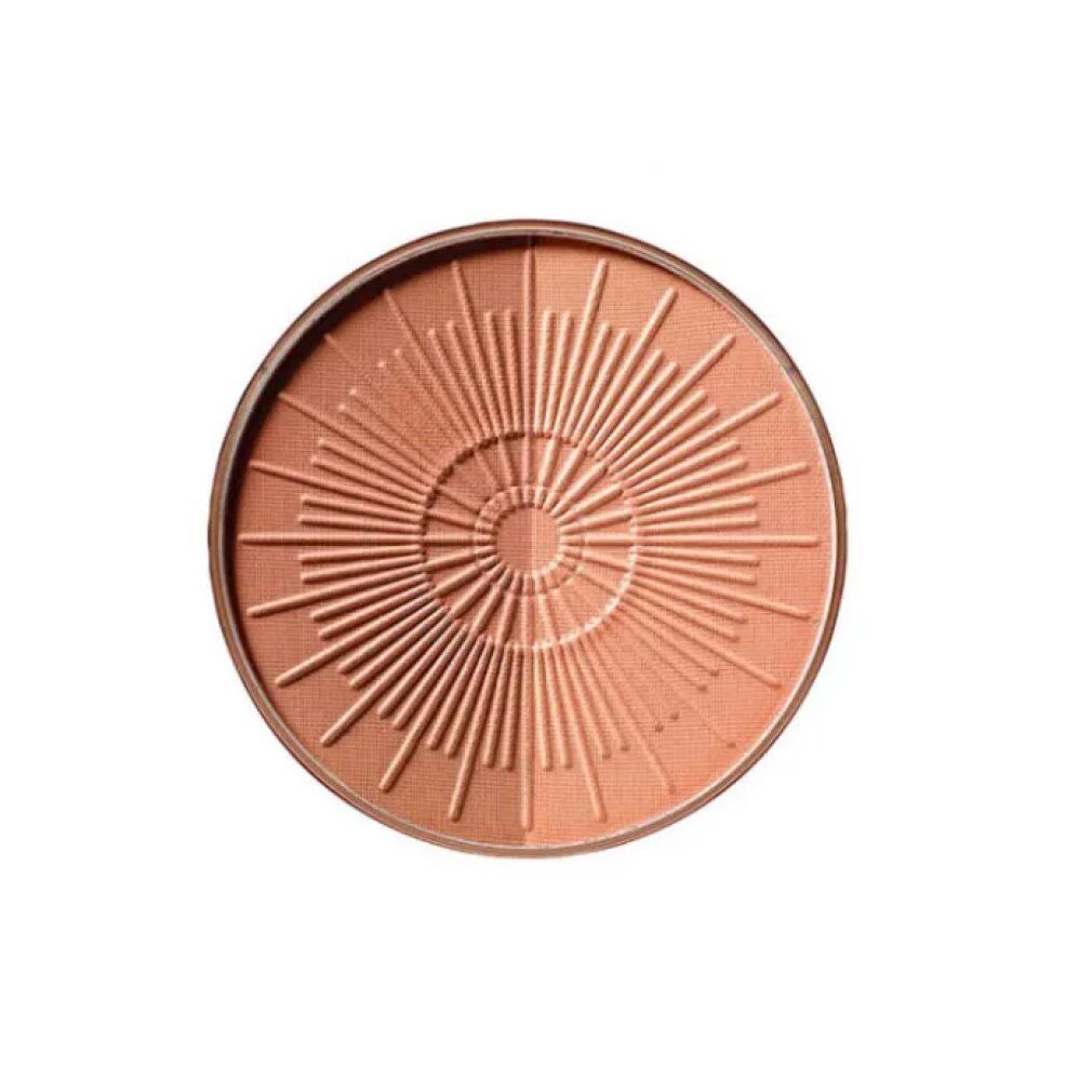 Ricarica bronzer rotonda. Colore abbronzato con motivo a raggi solari. Bordo marrone.