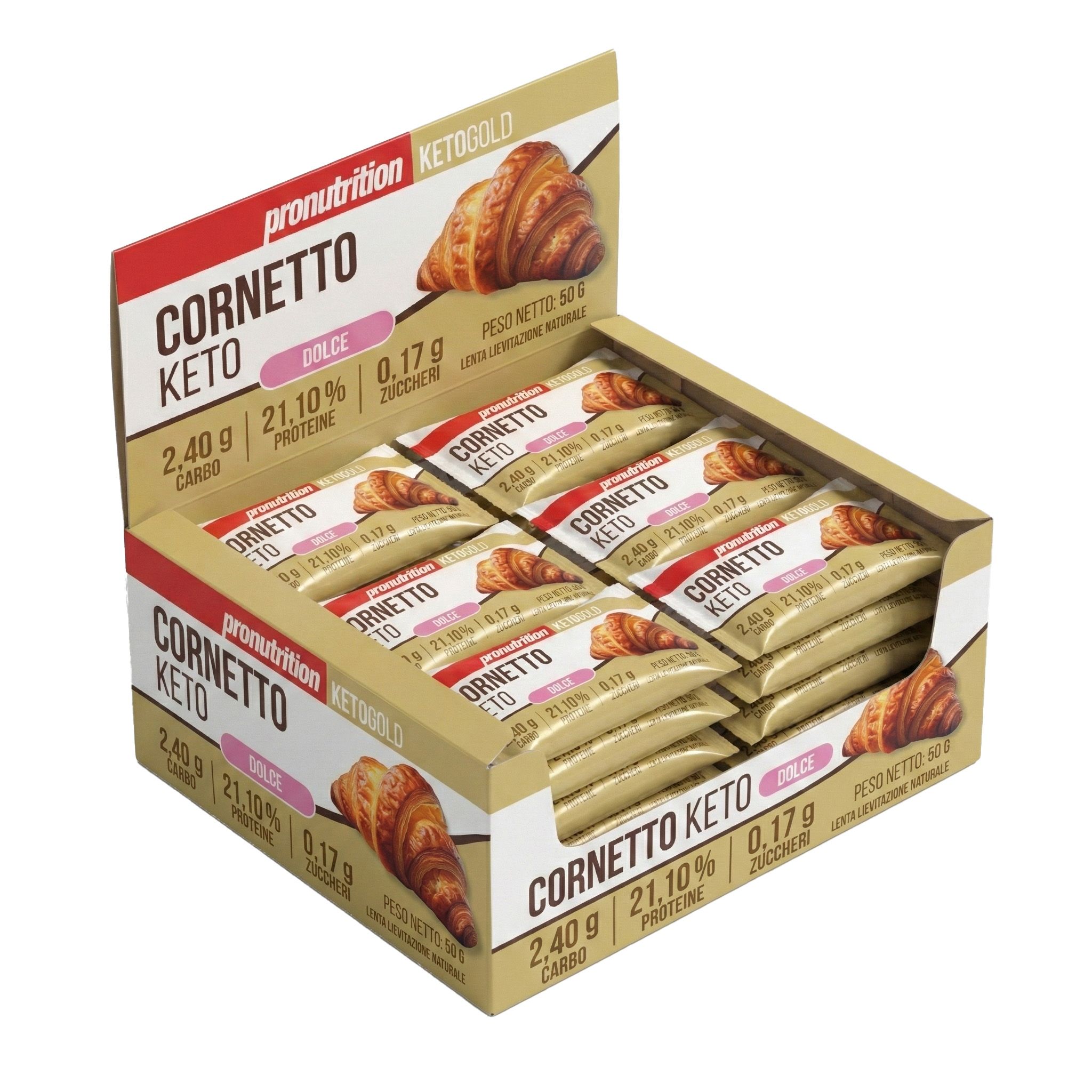 Pronutrition Cornetto keto - Brioche sfogliata - 35 pezzi da 50 gr - Senza zuccheri aggiunti