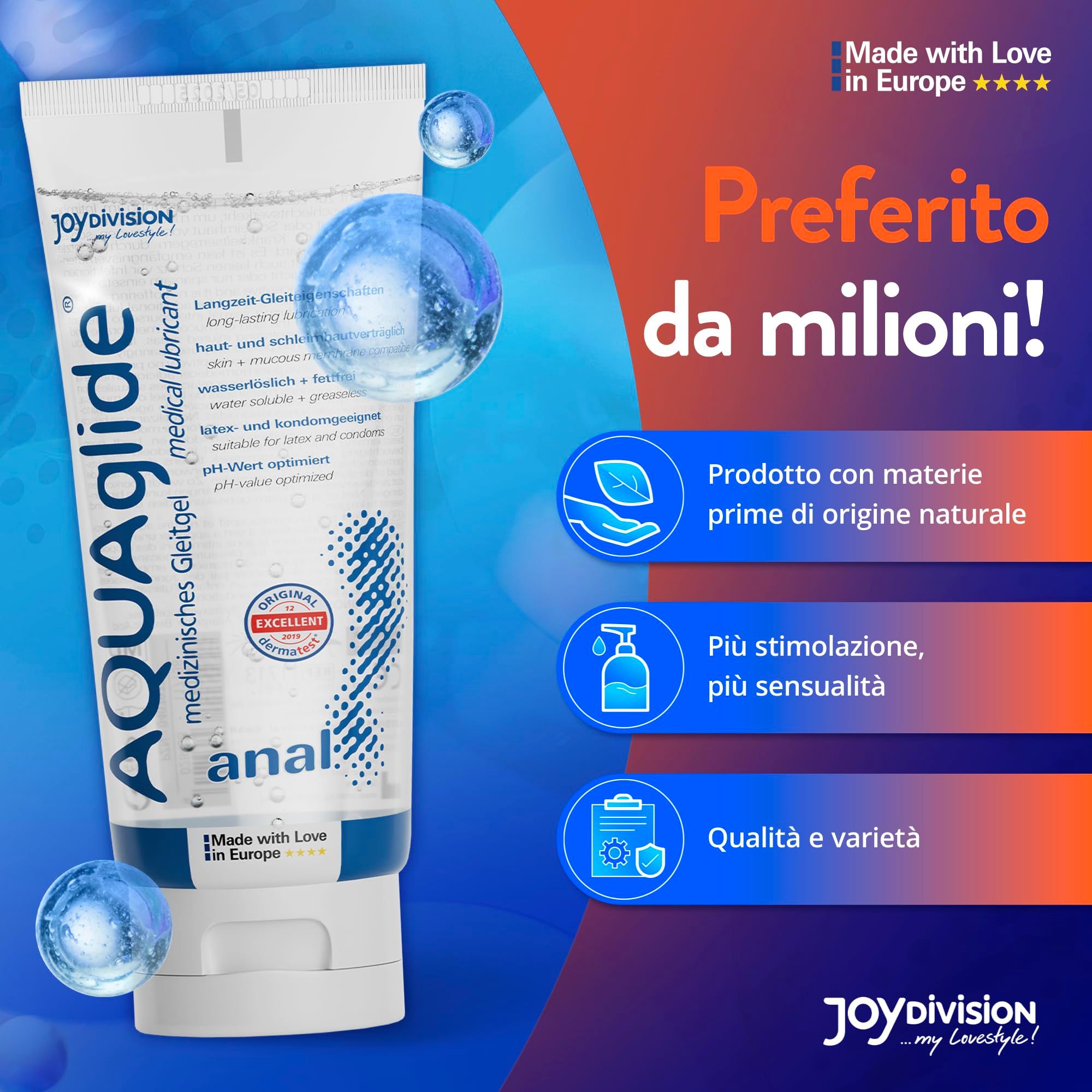 Tubo di gel lubrificante AQUA GLIDE Anal, 100ml