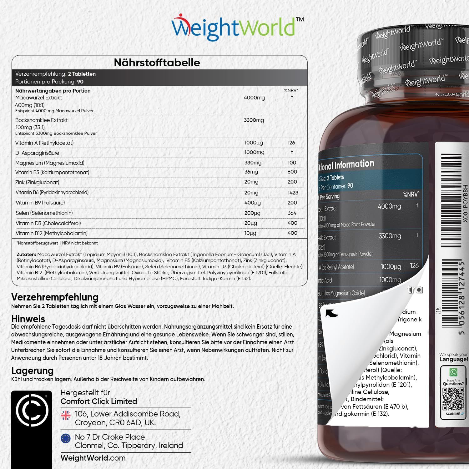 Tabella nutrizionale di T-BOOST. Informazioni sugli ingredienti e sui valori nutrizionali per porzione. Informazioni sul produttore.