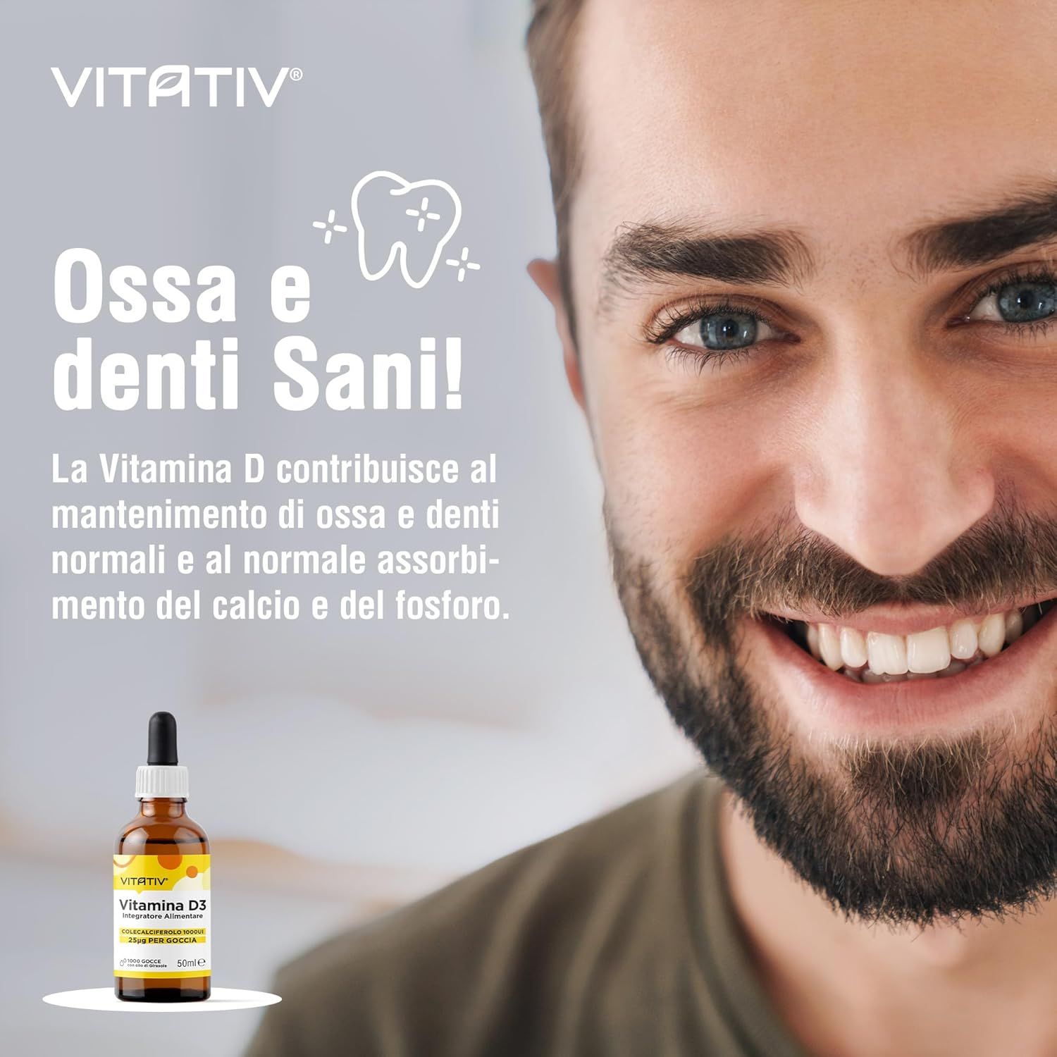 Vitativ® Vitamina D3 1000UI per Goccia - 50 ml (1000 Gocce)