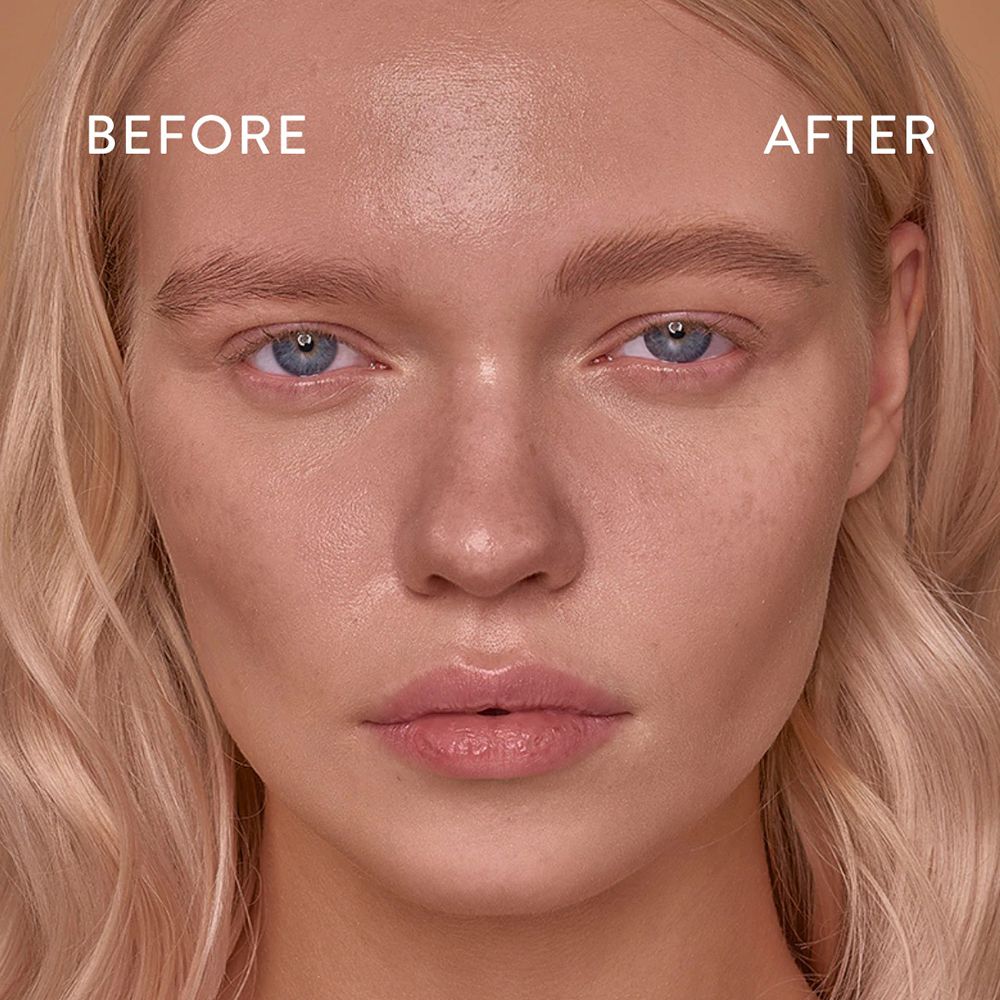 Viso con sopracciglia. Testo: BEFORE, AFTER.