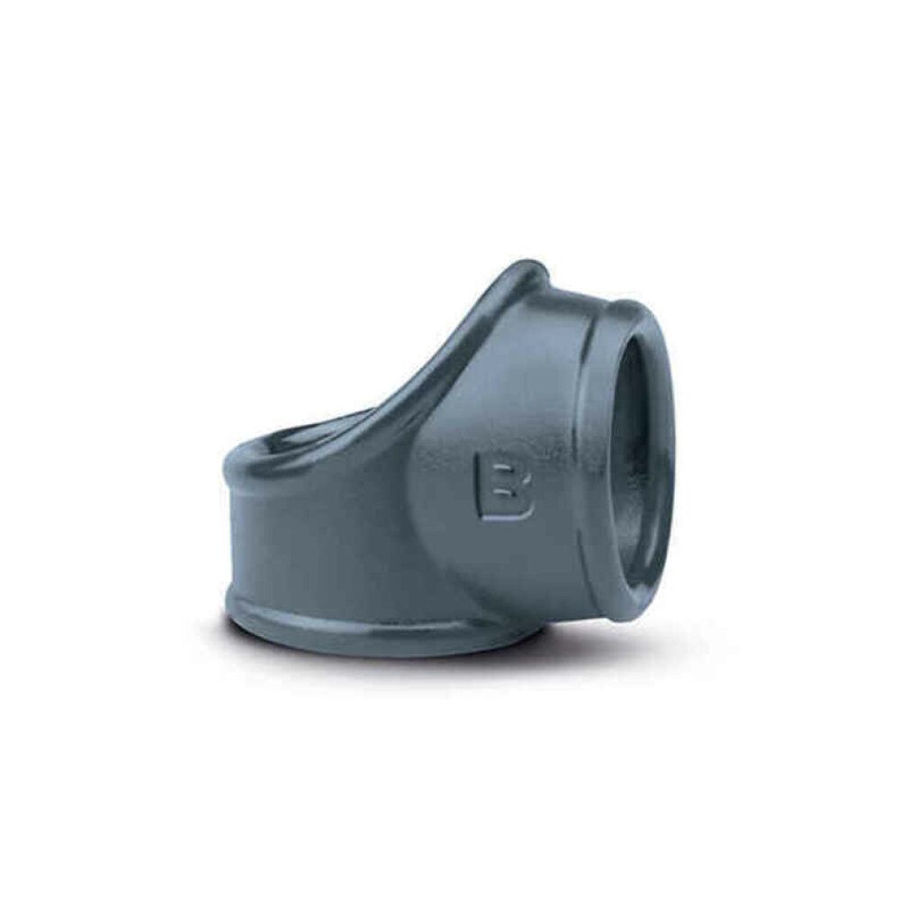 Cocksling grigio con logo 'B'. Progettato per il comfort. Mostrato ad angolo.