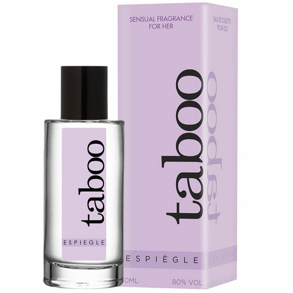Flacone e confezione. Sulla confezione c'è scritto "taboo", "ESPIEGLE", "SENSUAL FRAGRANCE FOR HER" e "80% VOL".