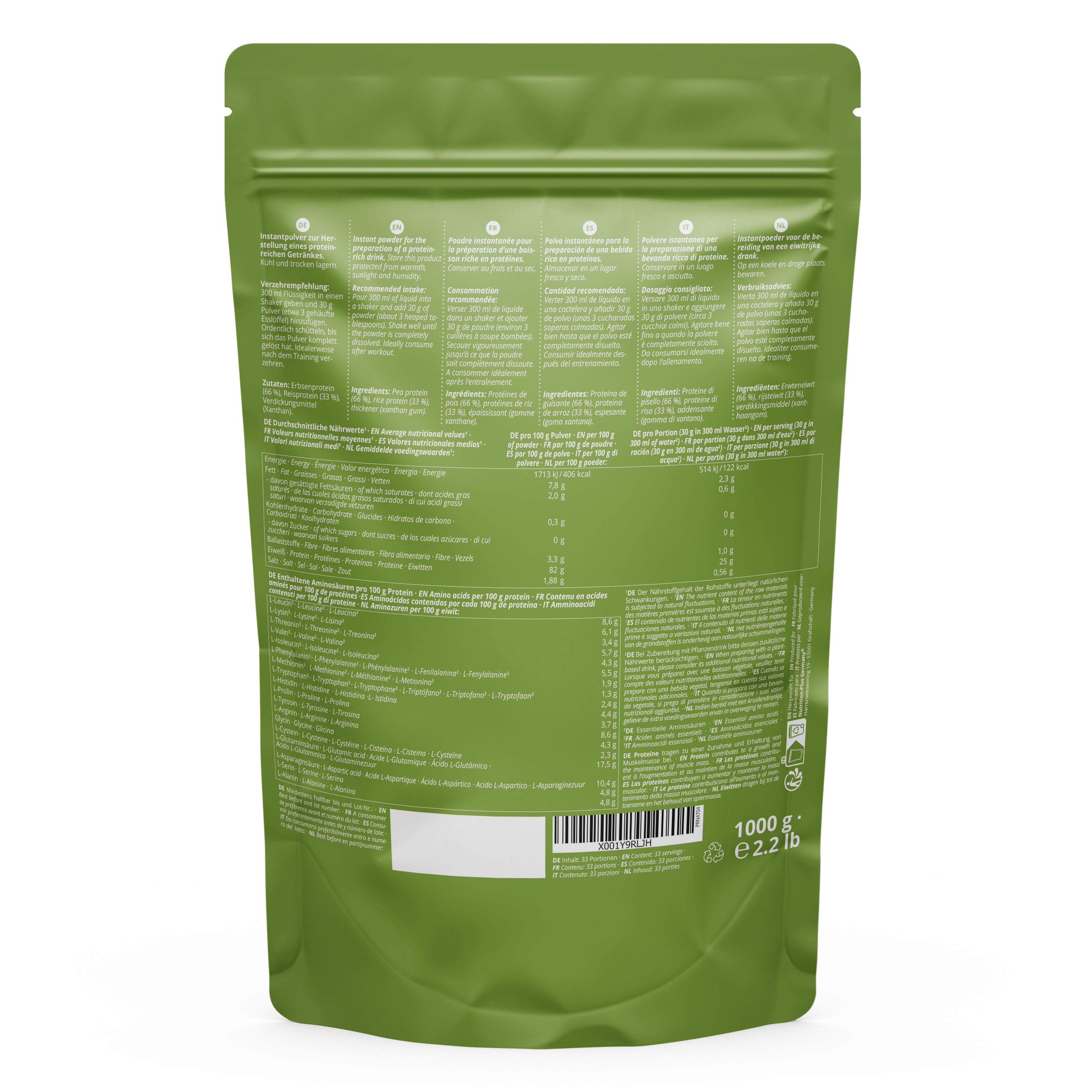 Nutri+ Proteine di piselli + Proteine di riso 1kg - Proteine di piselli e riso