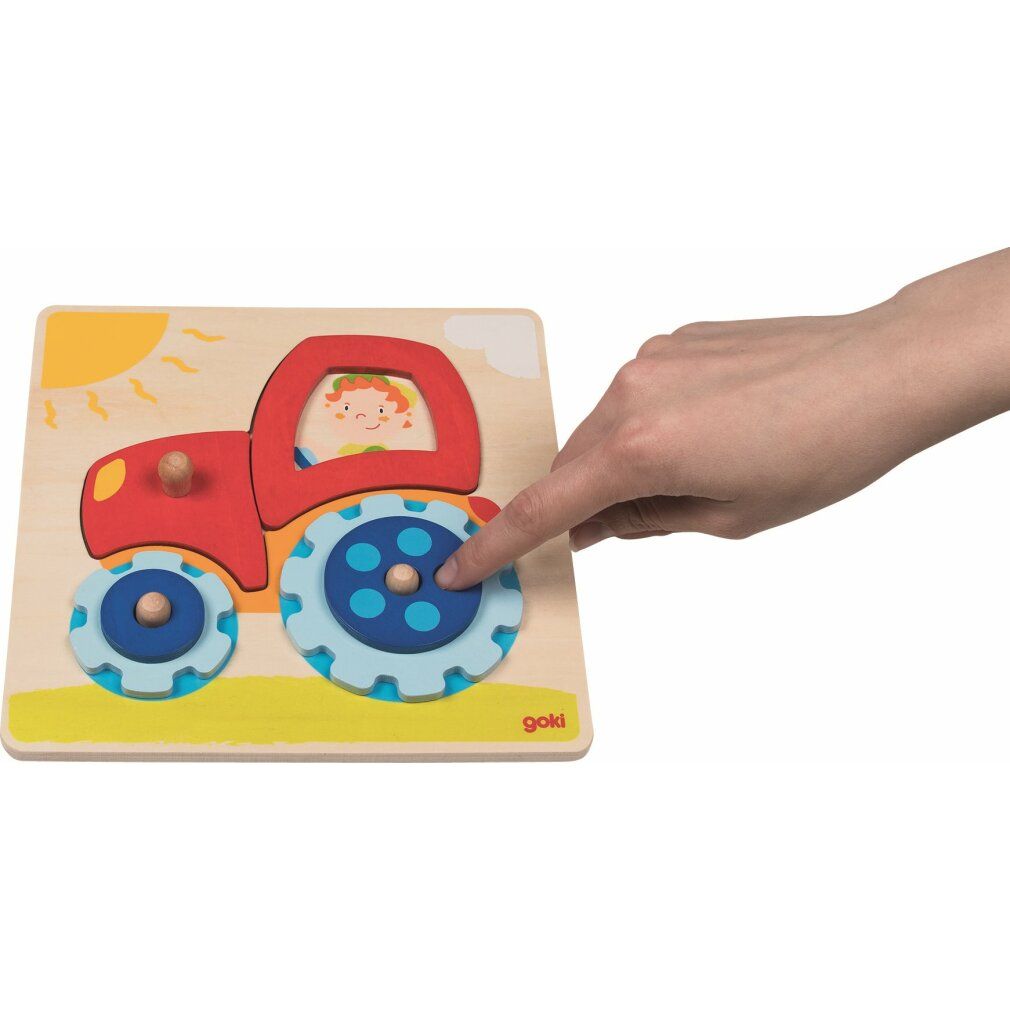 Puzzle di legno goki trattore 6 pezzi