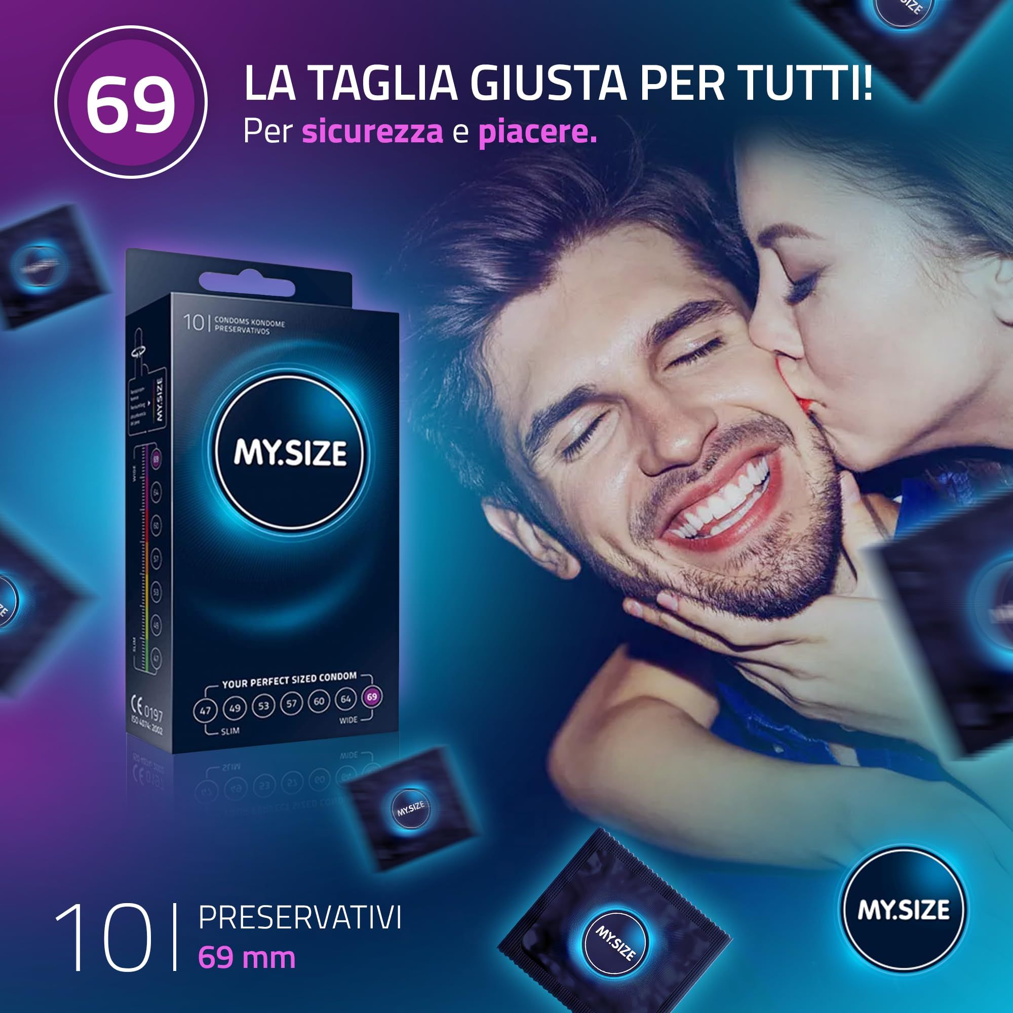 Immagine promozionale: coppia con confezione da 10 preservativi MY.SIZE 69.