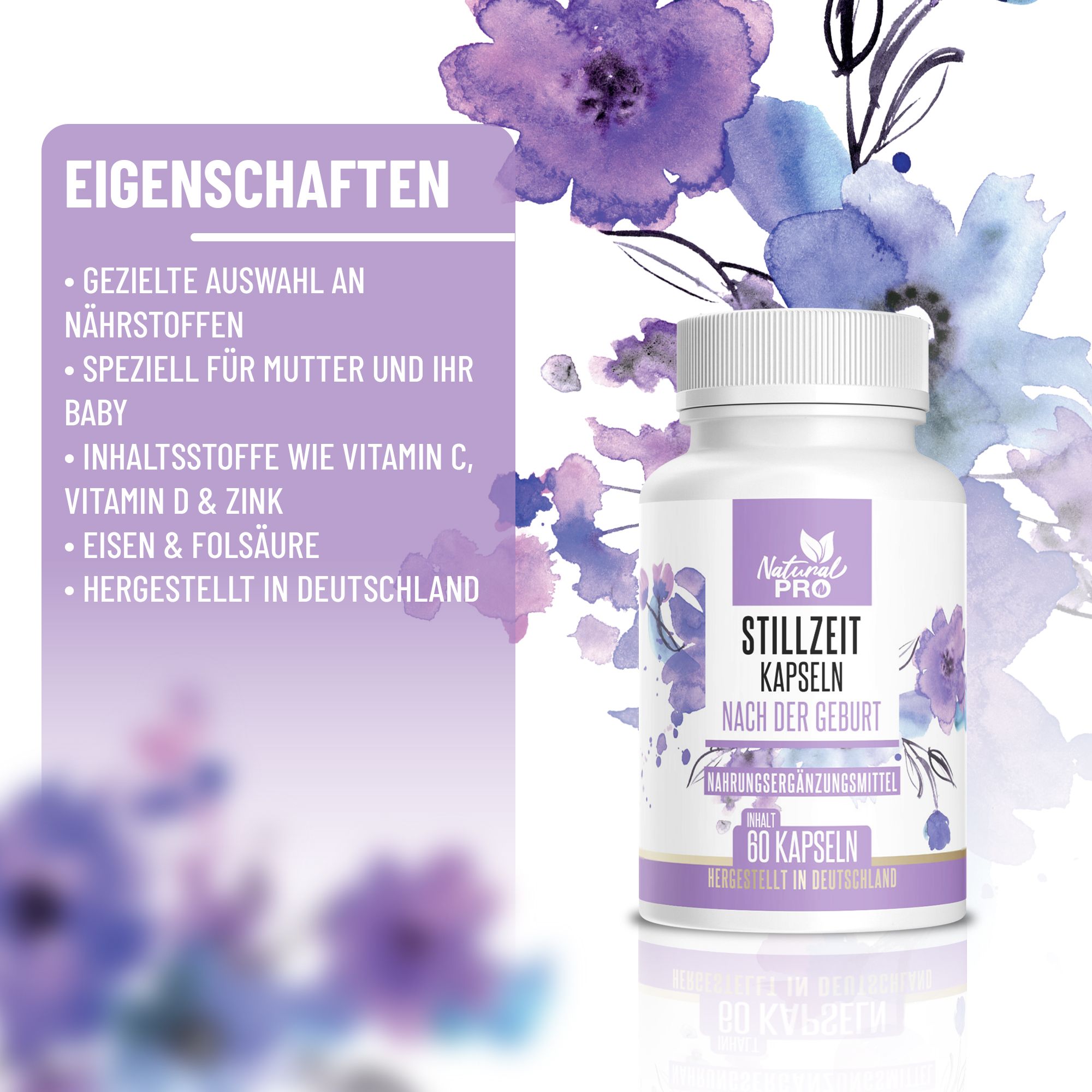 Caratteristiche: Selezione mirata di nutrienti, specificamente per madre e bambino. Ingredienti come Vitamina C, D, Zinco.