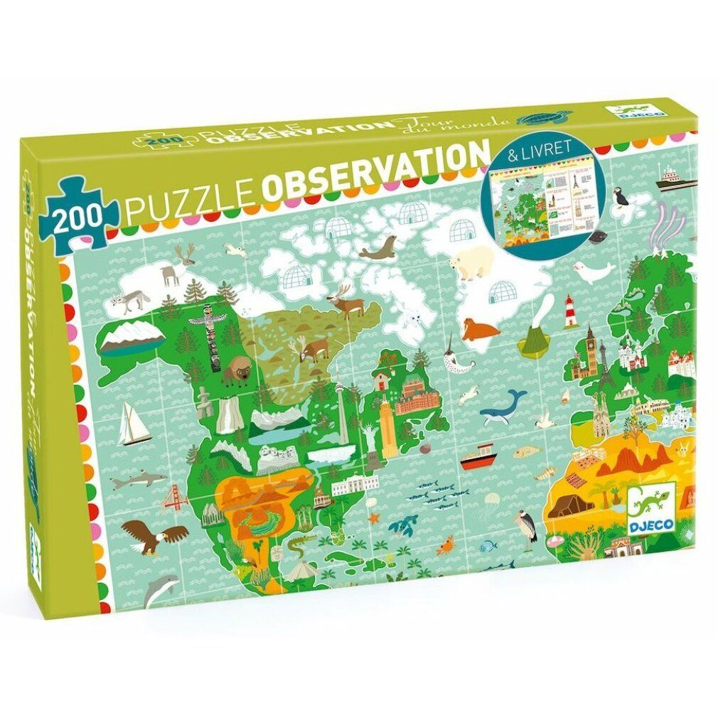 djeco Puzzle di osservazione: il giro del mondo 200 pezzi
