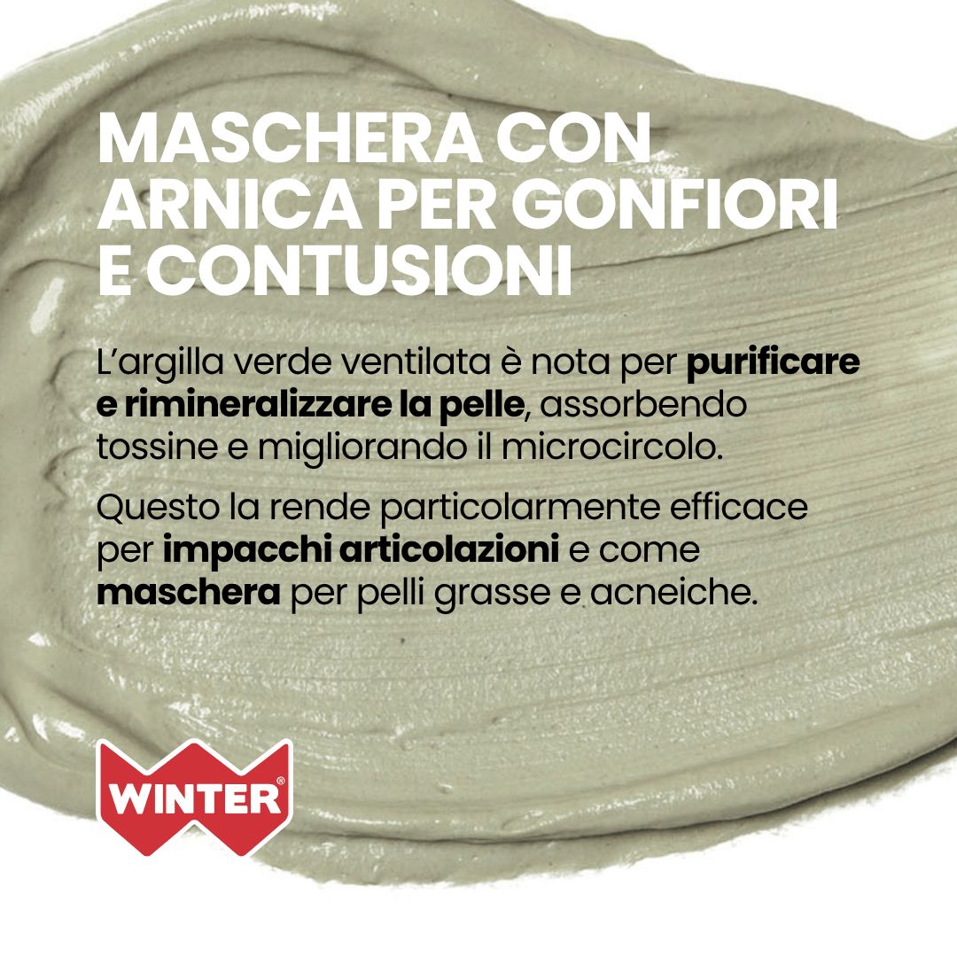 Maschera di argilla verde all'arnica per gonfiori e contusioni.