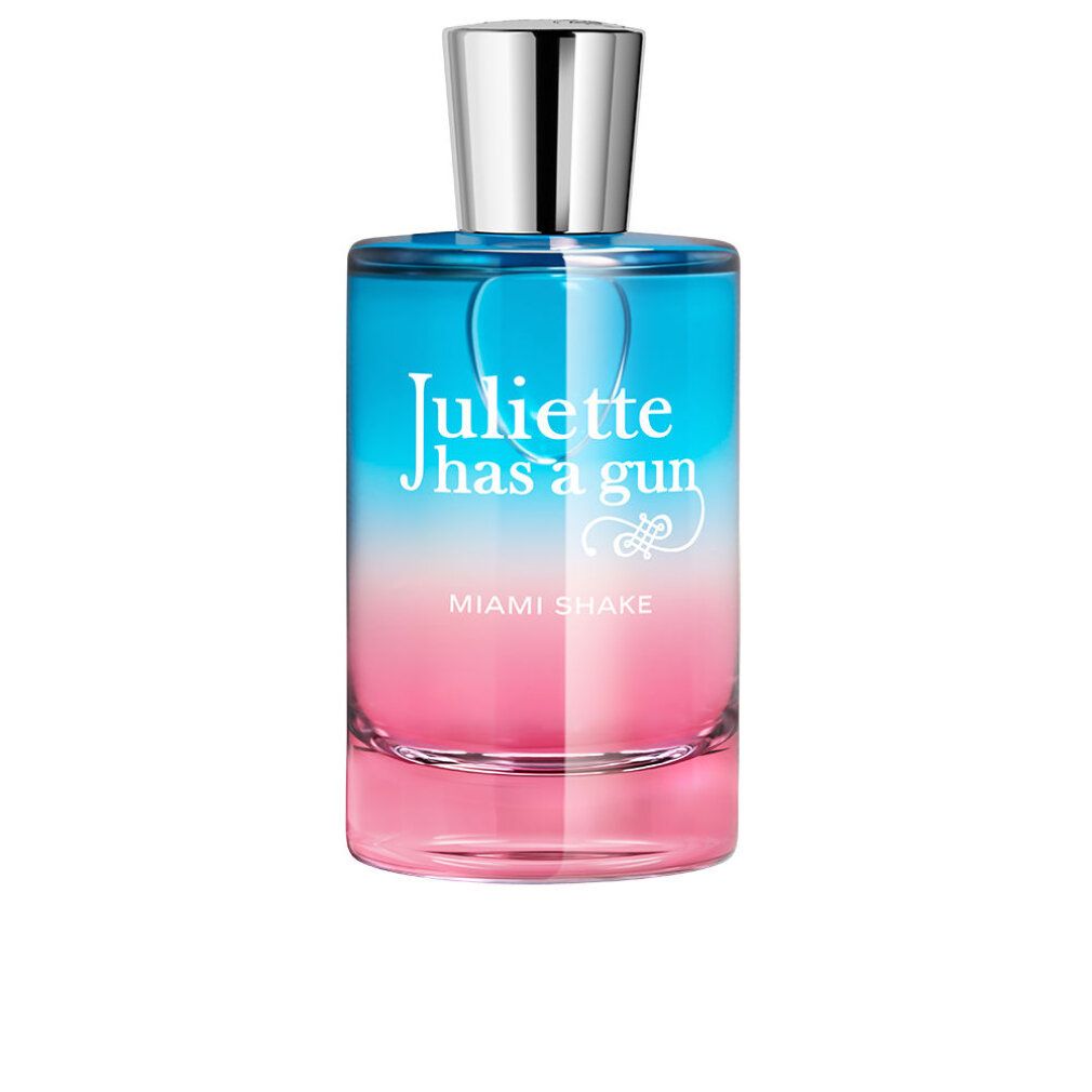 Flacone sfumato rosa e blu. Tappo argentato. Scritta: Juliette has a gun Miami Shake.