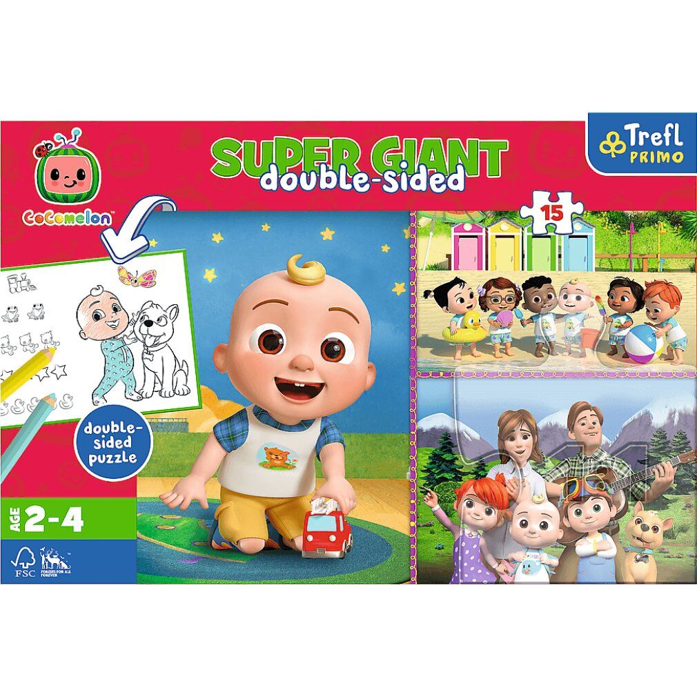 Puzzle reversibile trefl Cocomelon: Happy day with friends super giant 15 pezzi