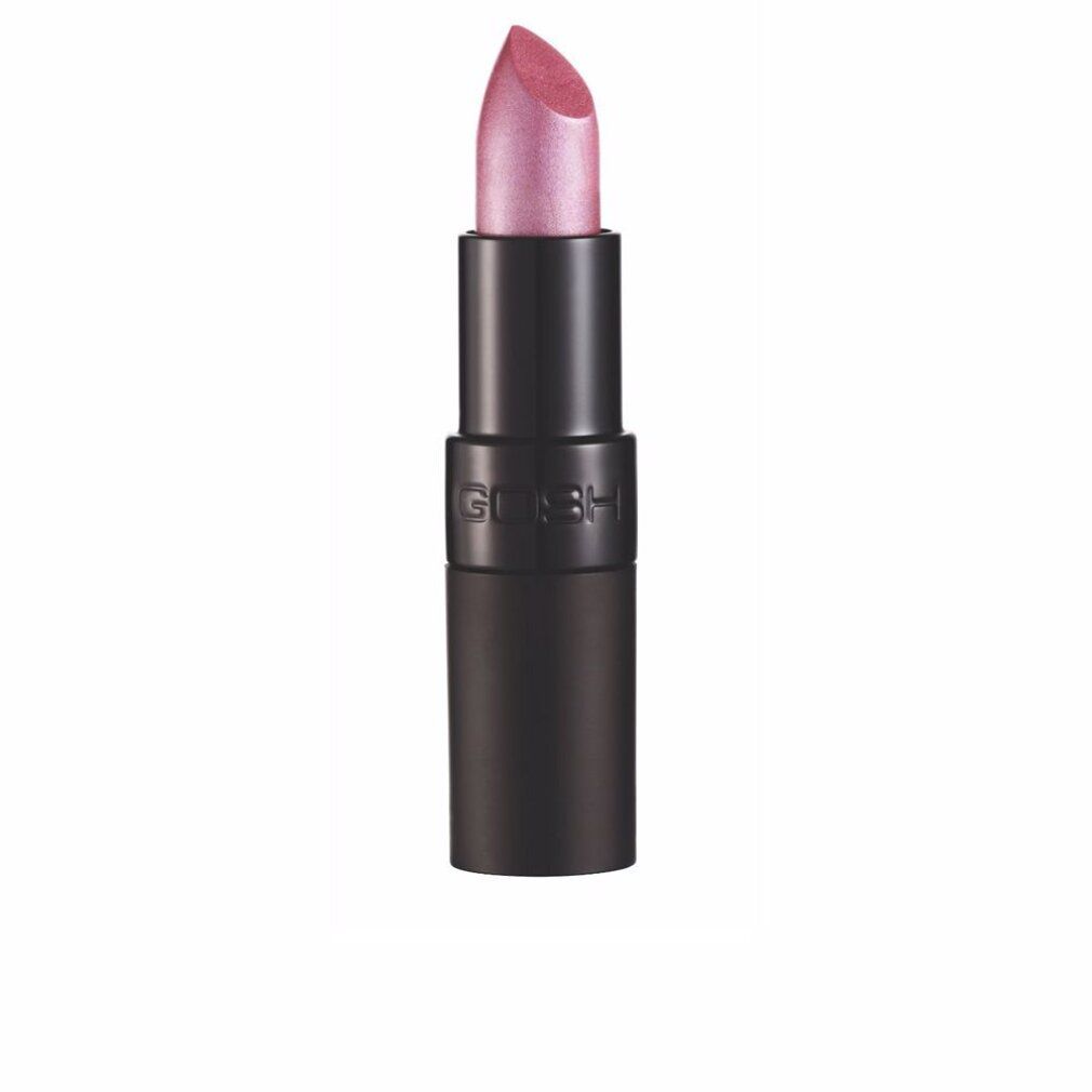 Rossetto Gosh Velvet Touch 131 Amethyst. Stick nero, punta rosa. Logo Gosh.